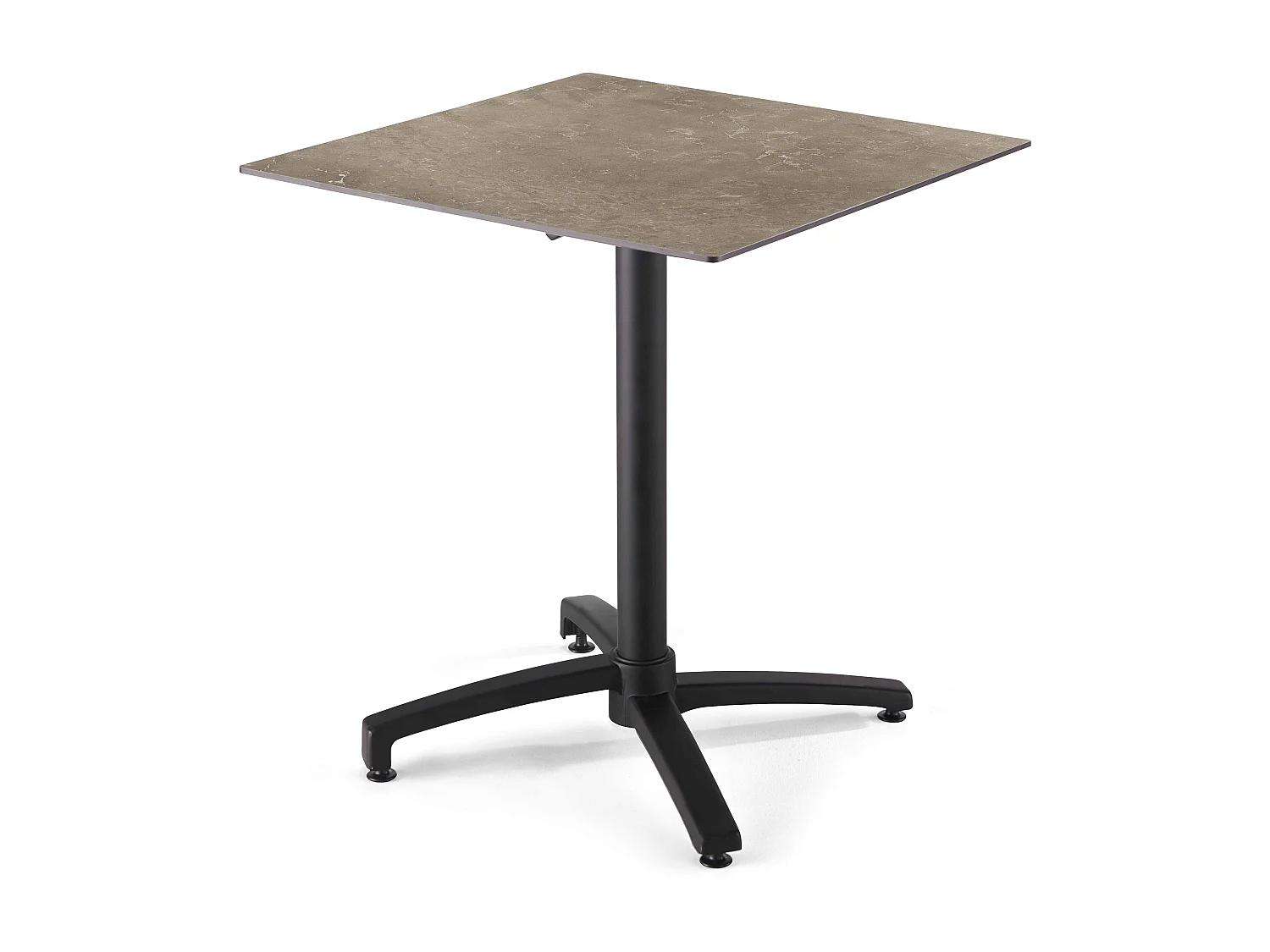 Ensemble table stratifié marbre plateau beige et 2 fauteuils taupe