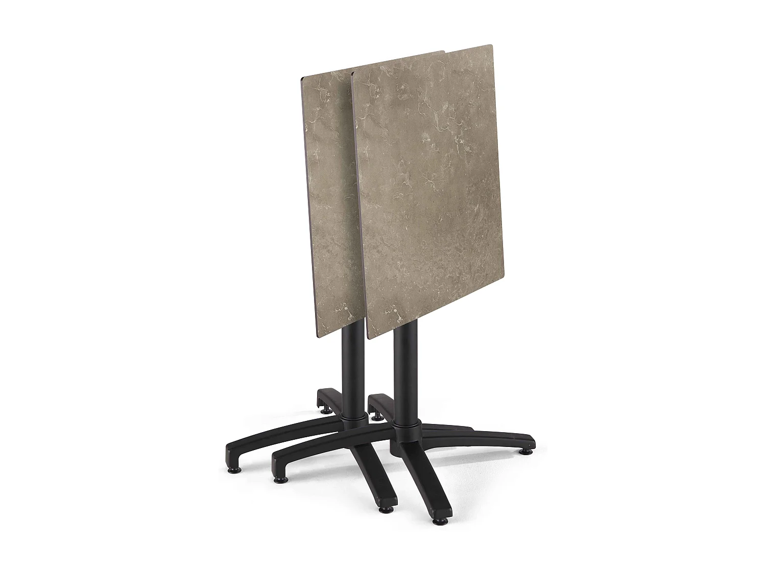 Ensemble table stratifié marbre plateau beige et 2 fauteuils taupe