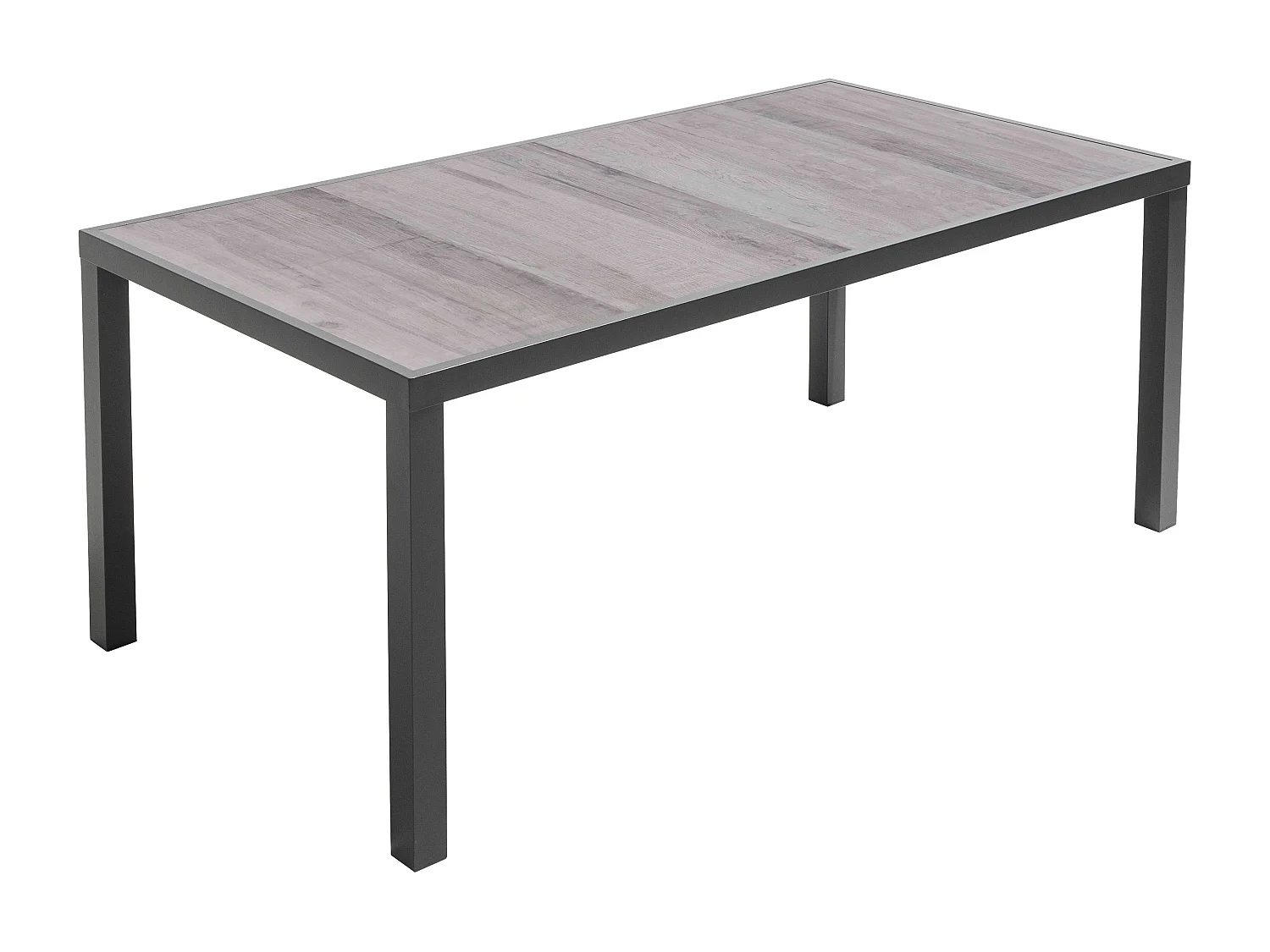 Ensemble table de jardin et 8 fauteuils effet bois grisé  - Tivoli