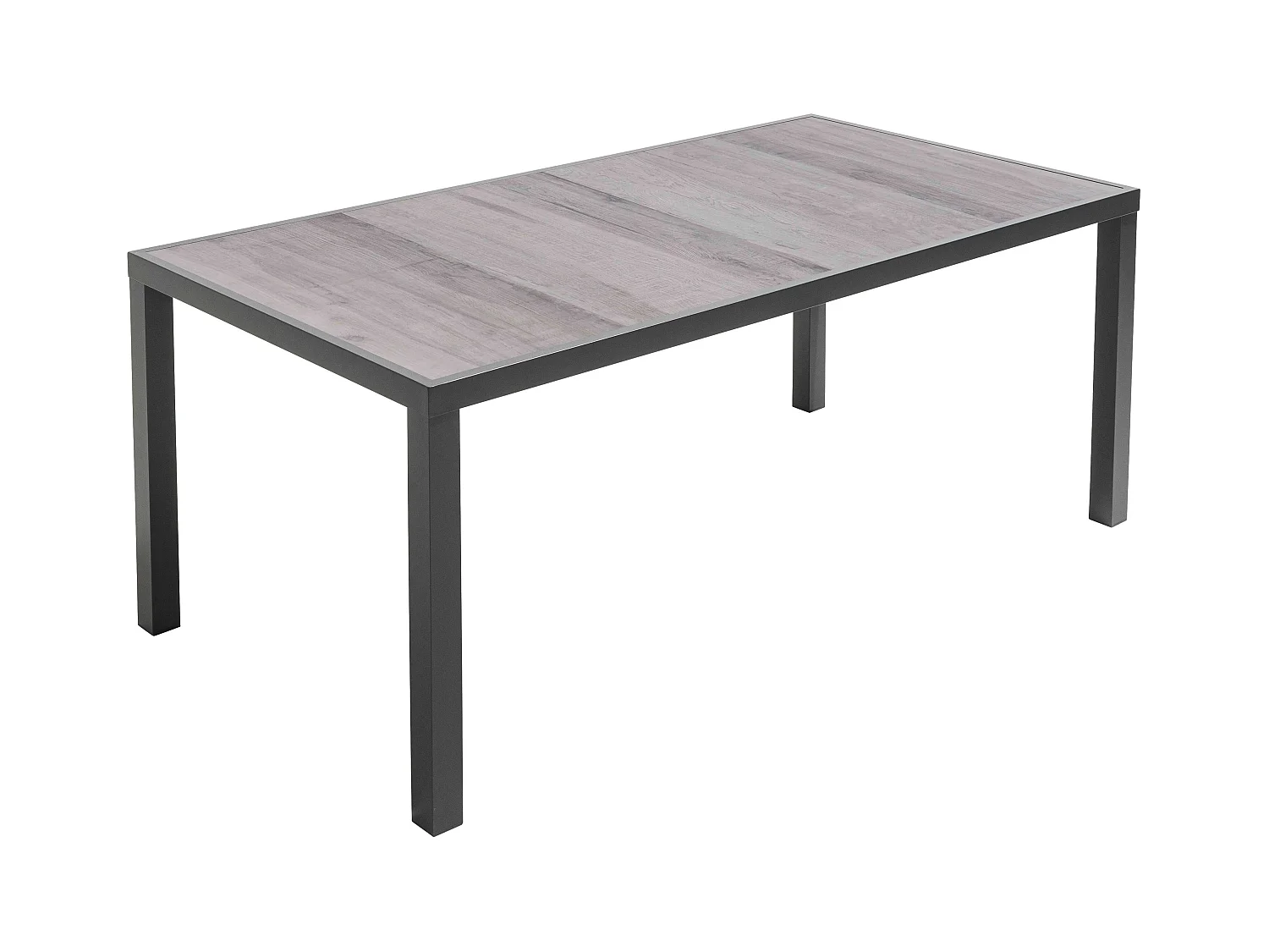 Ensemble table de jardin et 8 fauteuils effet bois grisé  - Tivoli