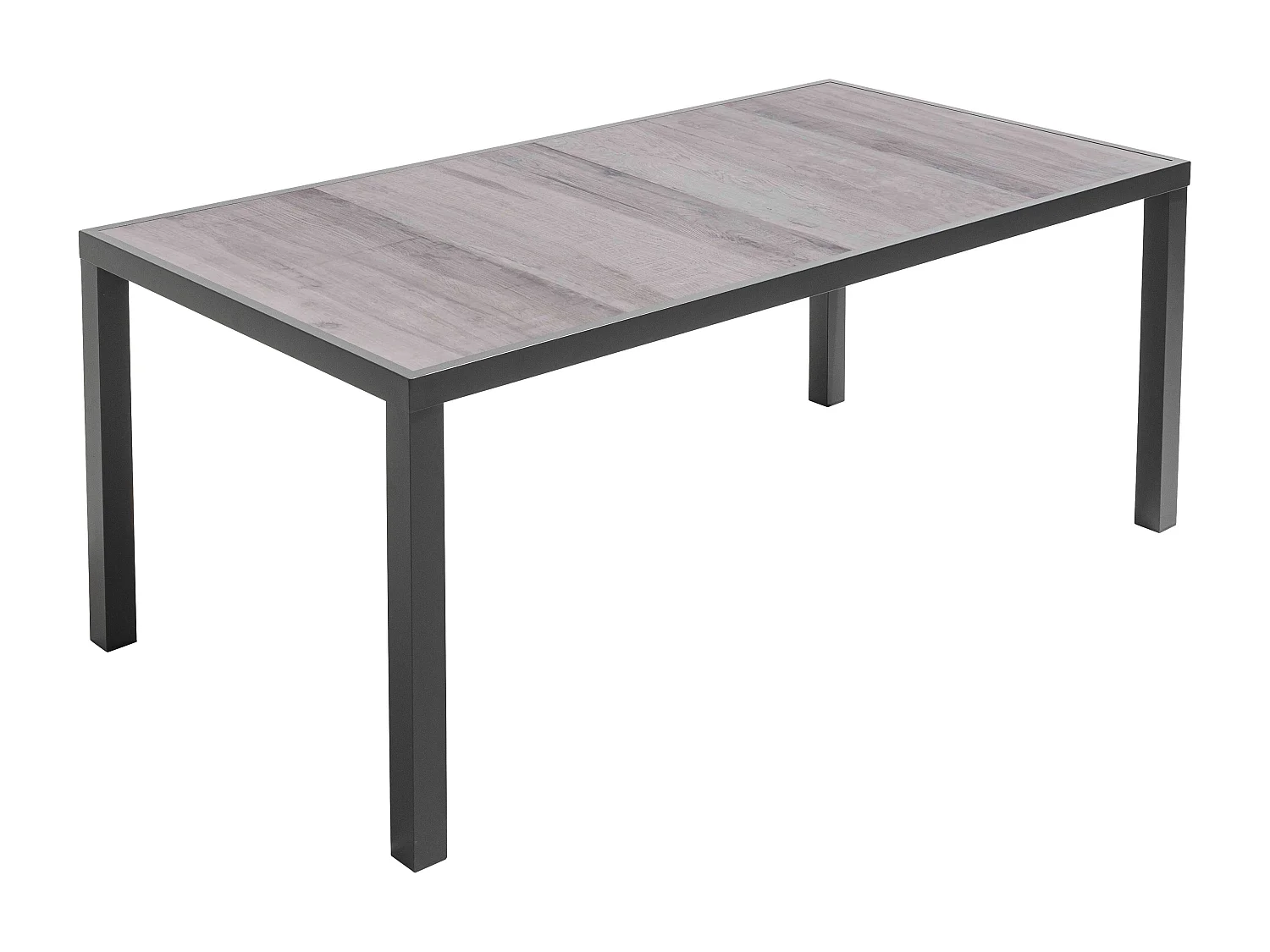 Ensemble table de jardin et 8 fauteuils effet bois grisé  - Tivoli