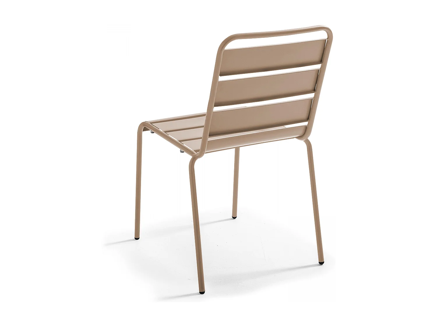 Set van een ronde tuin tafel en 6 taupe stoelen