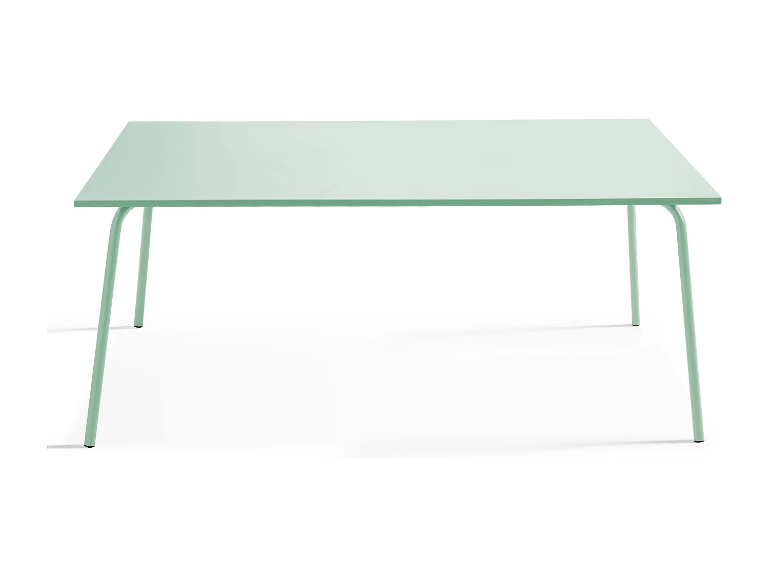 Ensemble table de jardin et 6 fauteuils en métal vert sauge - Palavas