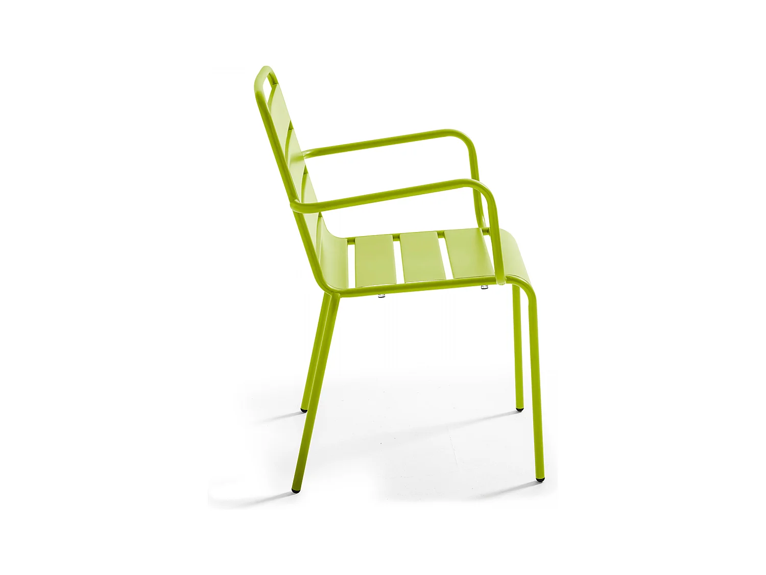 Ensemble table de jardin et 6 fauteuils en métal vert - Palavas