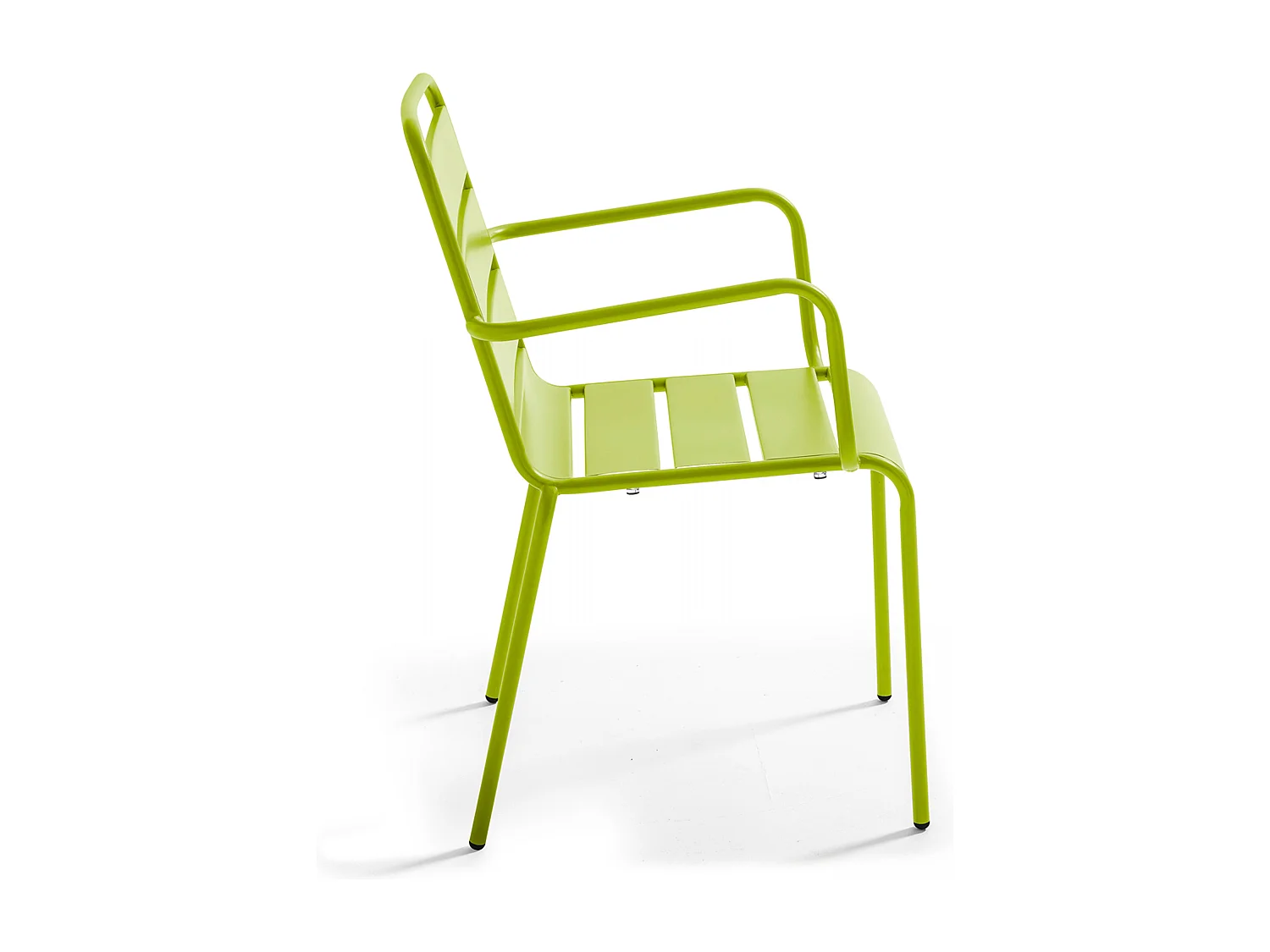 Ensemble table de jardin et 6 fauteuils en métal vert - Palavas
