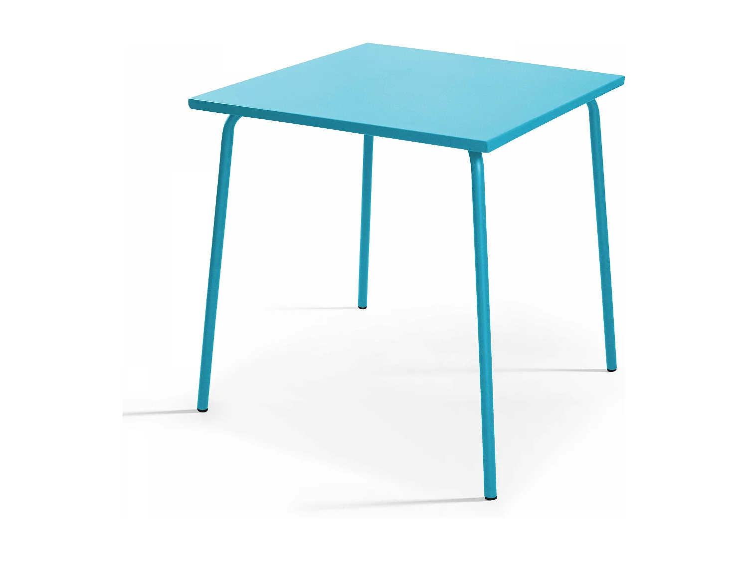 Ensemble table de jardin carrée et 4 fauteuils acier bleu - Palavas