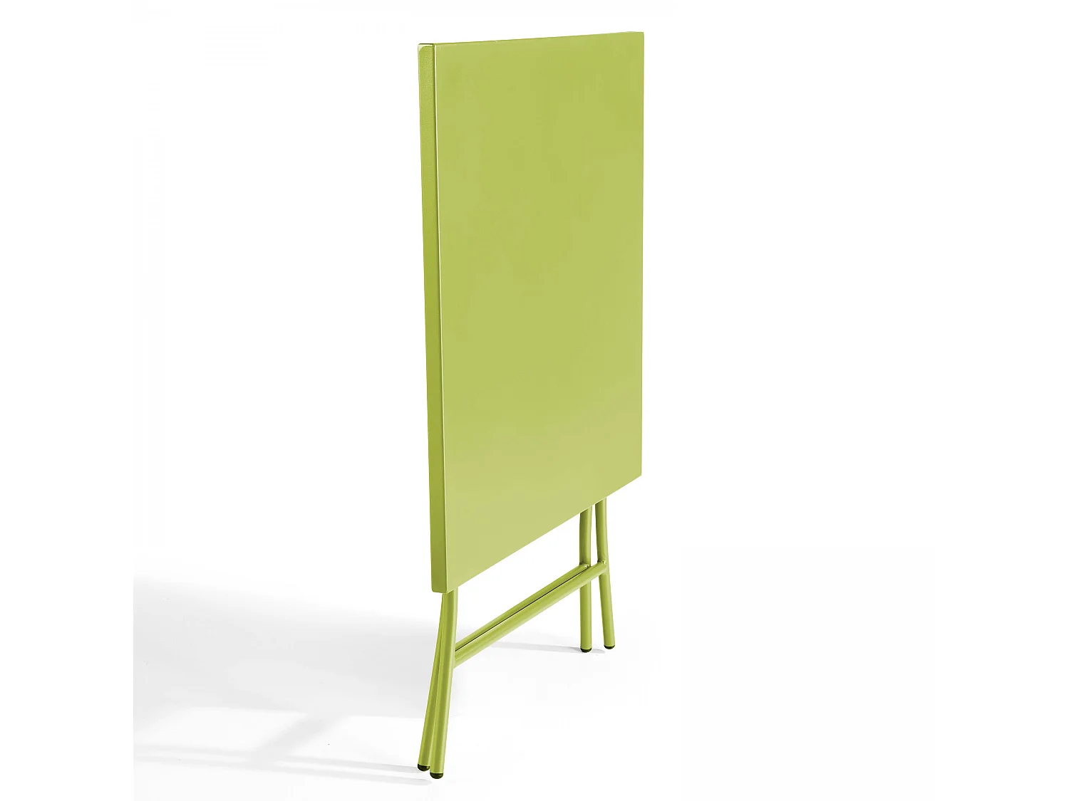 Set van een inklapbare tuin tafel en 2 groene stalen stoelen