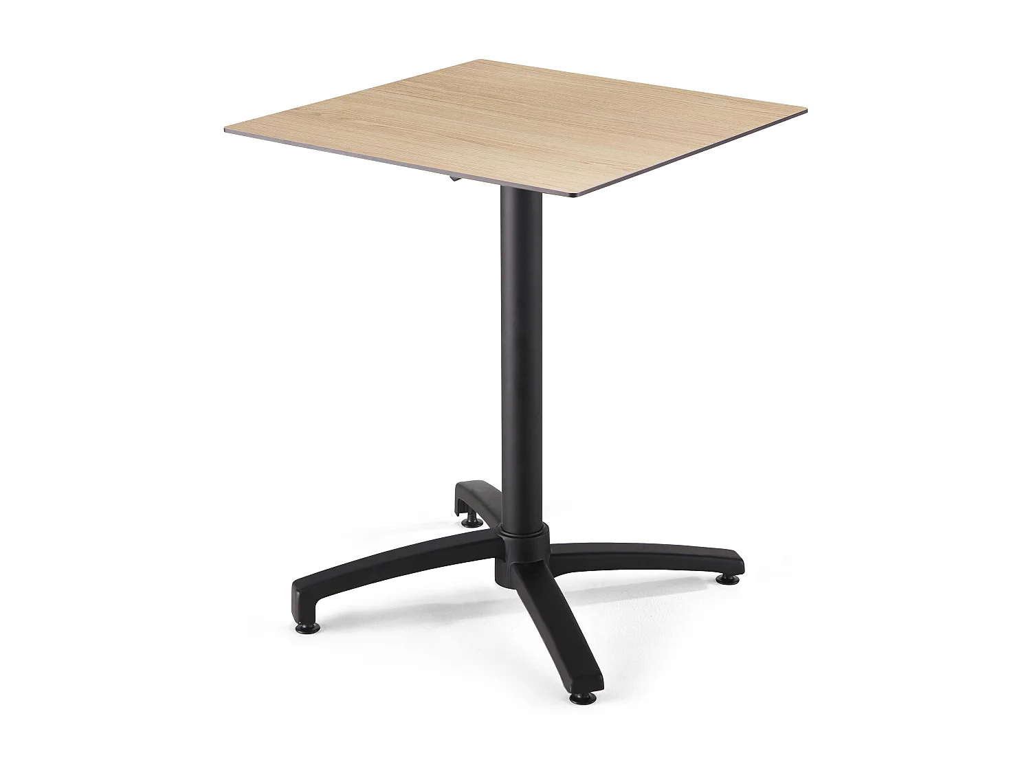 Ensemble table de terrasse stratifié en chene et 2 fauteuils gris