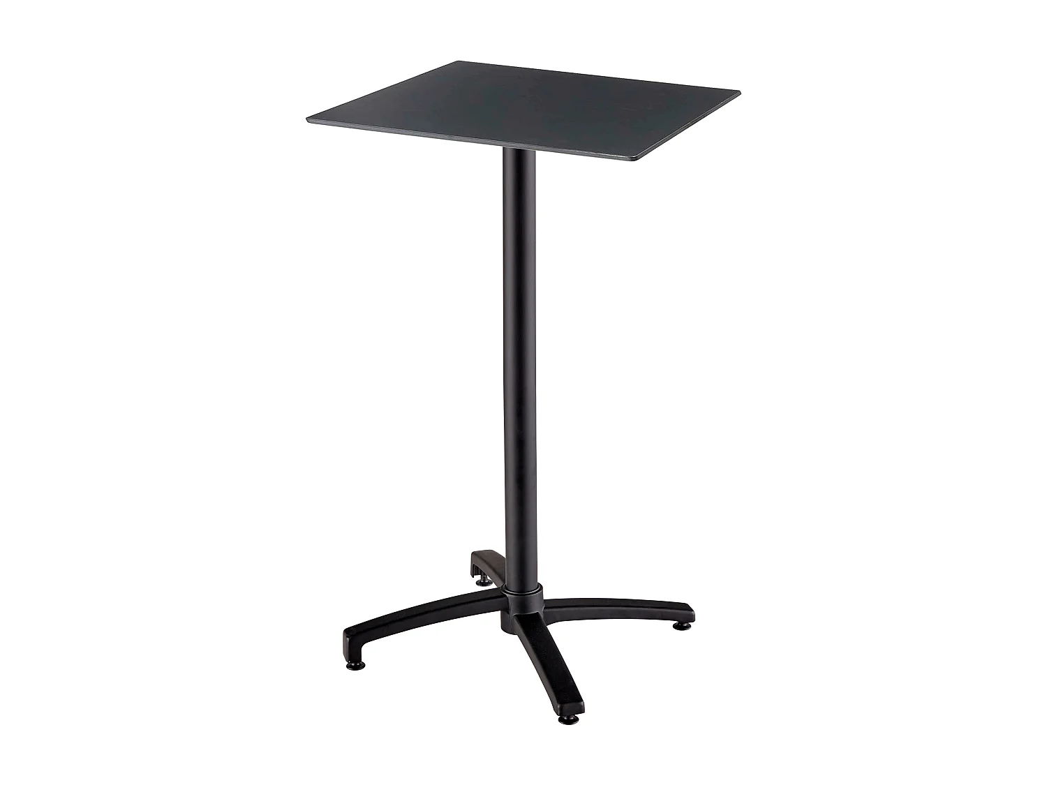 Ensemble table haute stratifié noir et 2 chaises hautes gris