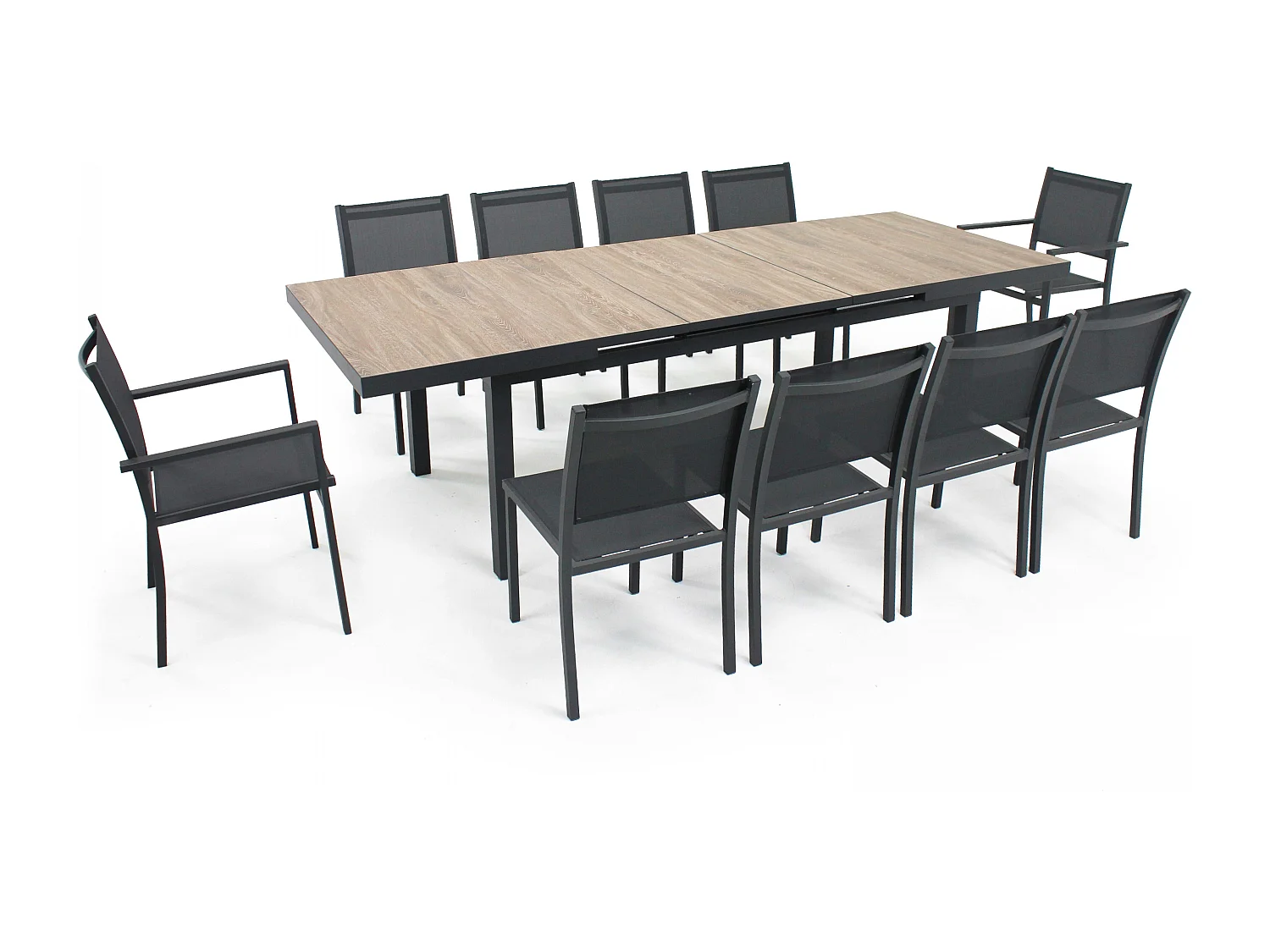 Table de jardin 8 chaises et 2 fauteuils en aluminium et céramique - Tivoli