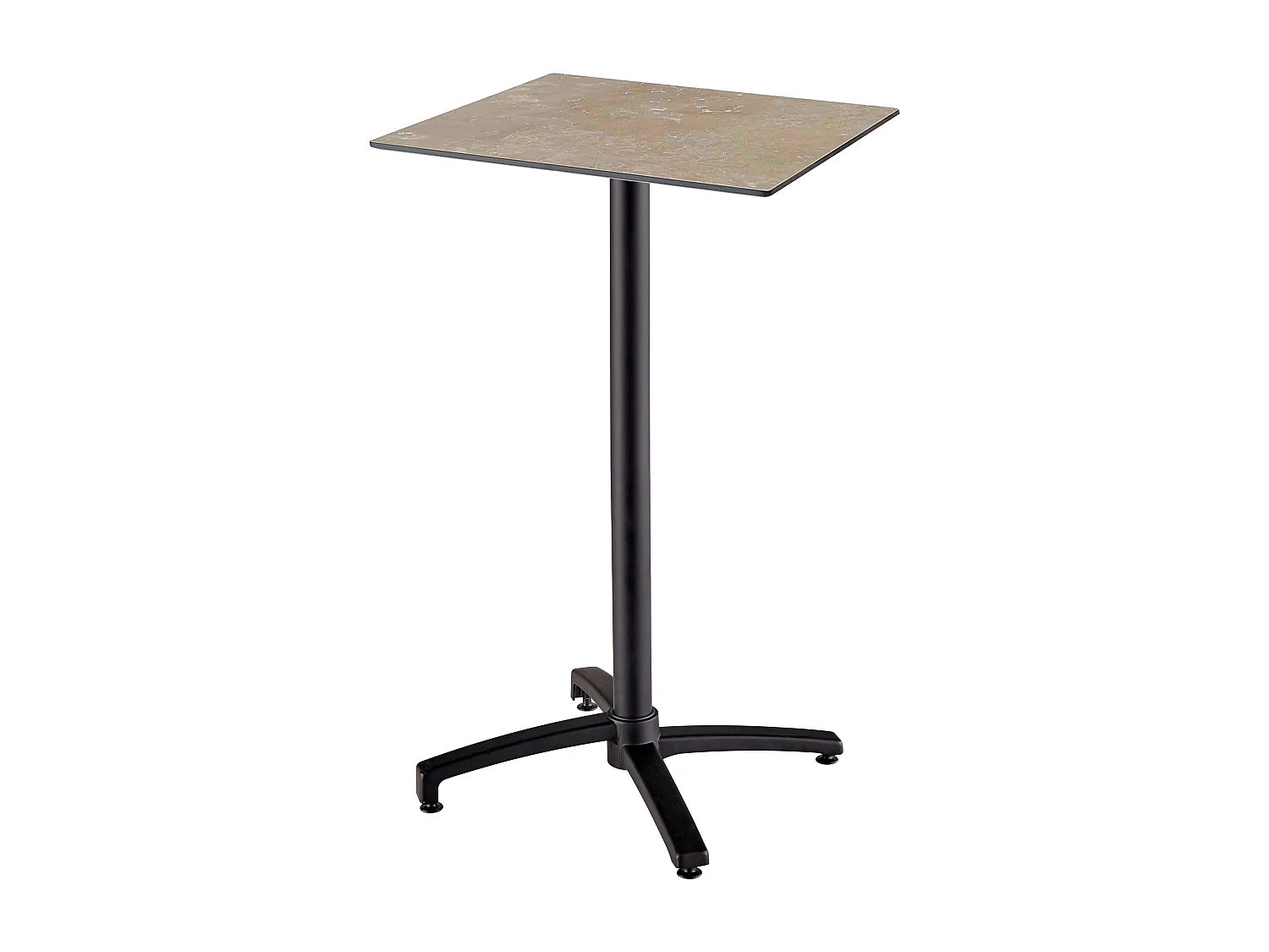 Ensemble table haute stratifié marbre beige et 2 chaises hautes gris