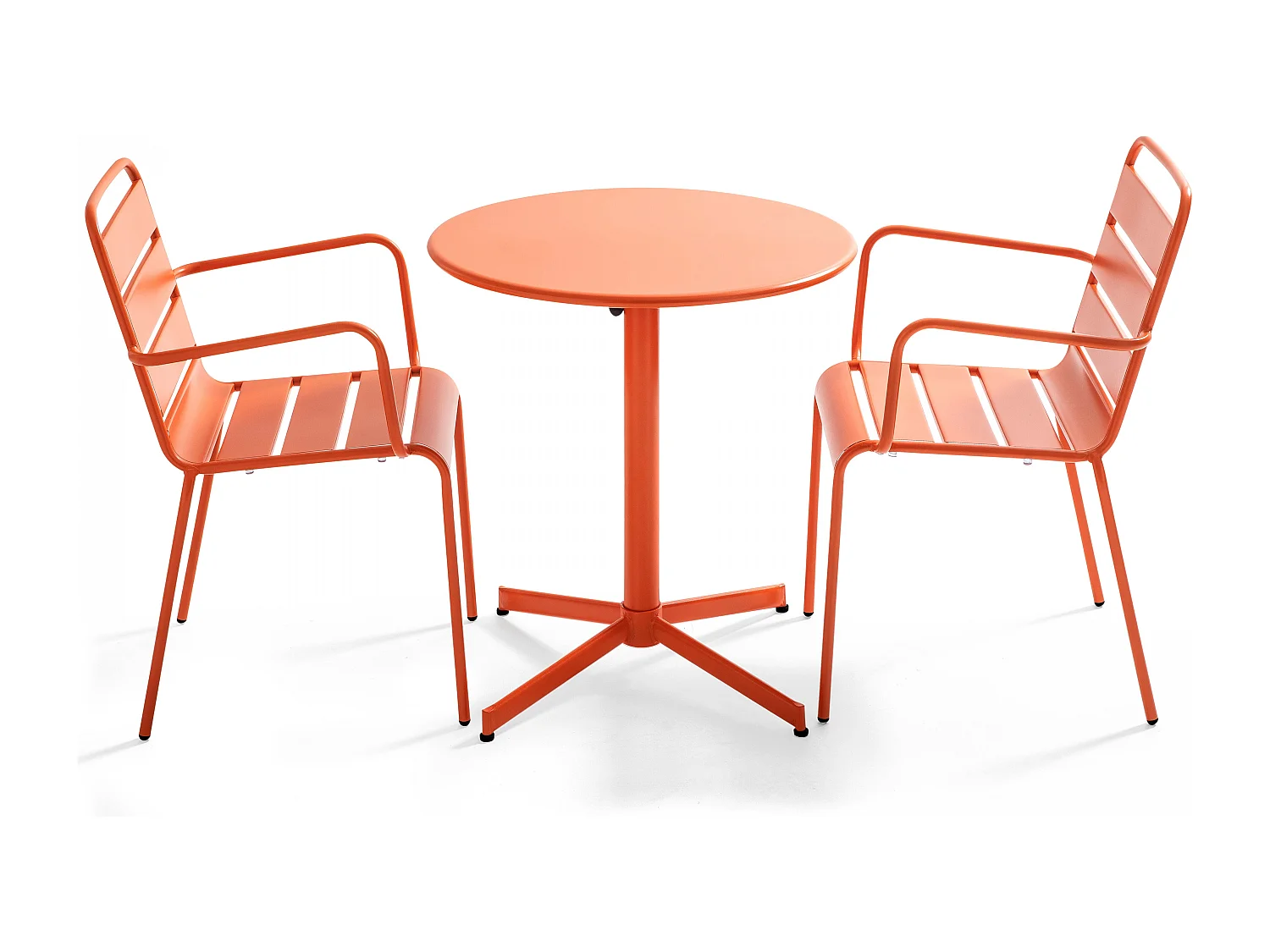 Ensemble table de jardin et 2 fauteuils métal orange - Palavas
