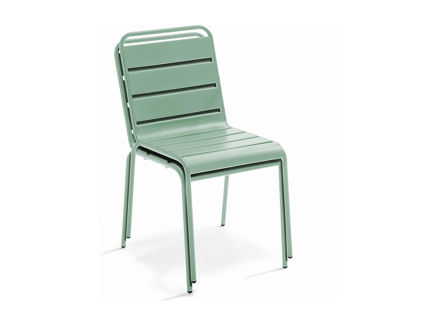 Ensemble table de jardin et 8 chaises en métal vert sauge - Palavas