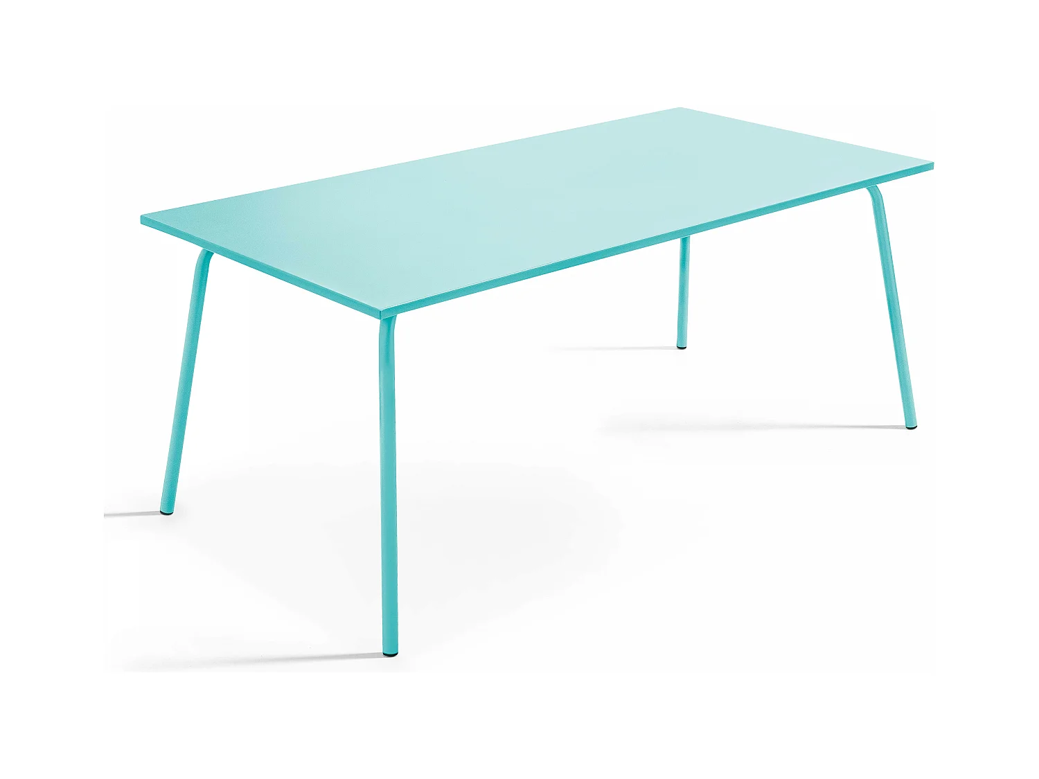 Mesa de jardín y 8 sillas de metal turquesa