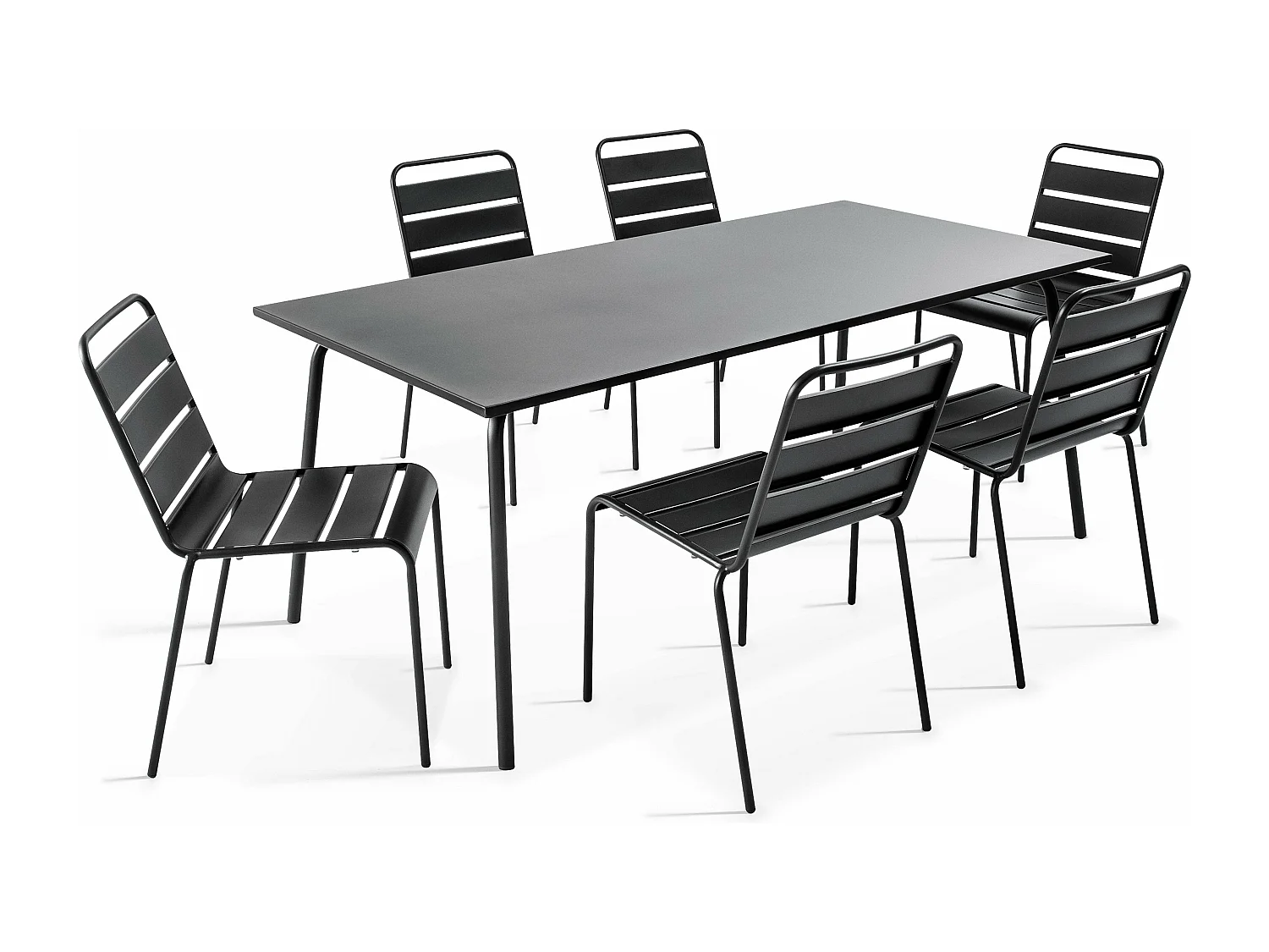 Tuinset met tafel en 6 stoelen van antraciet metaal