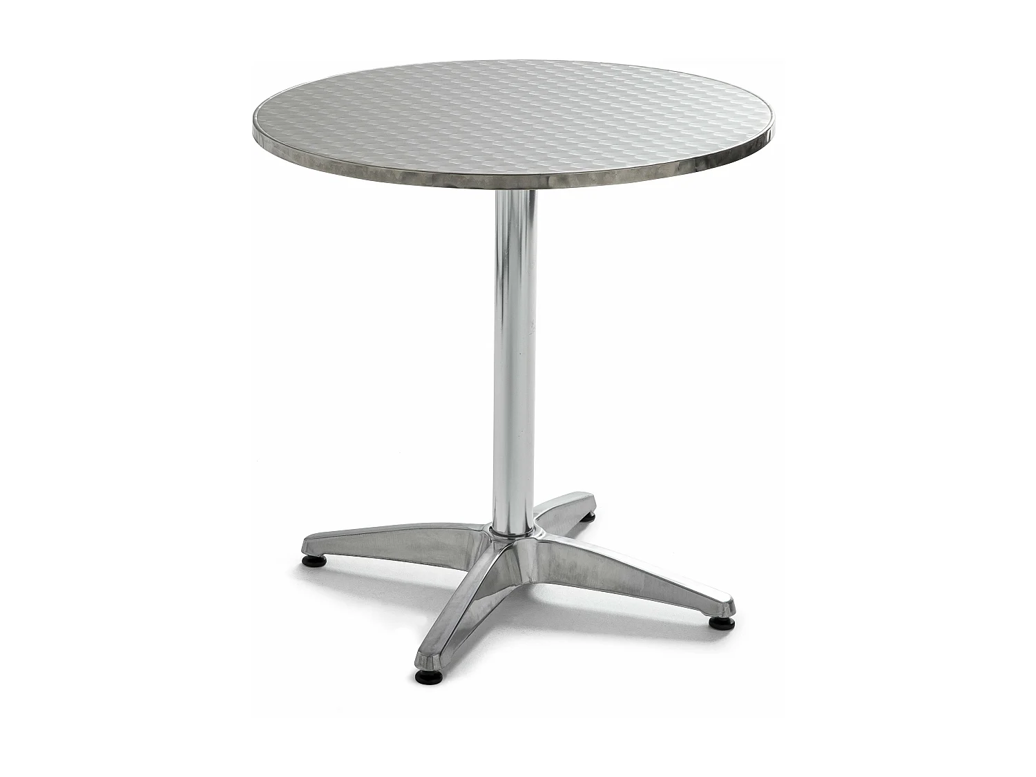 Table de jardin ronde et 4 fauteuils en aluminium et résine