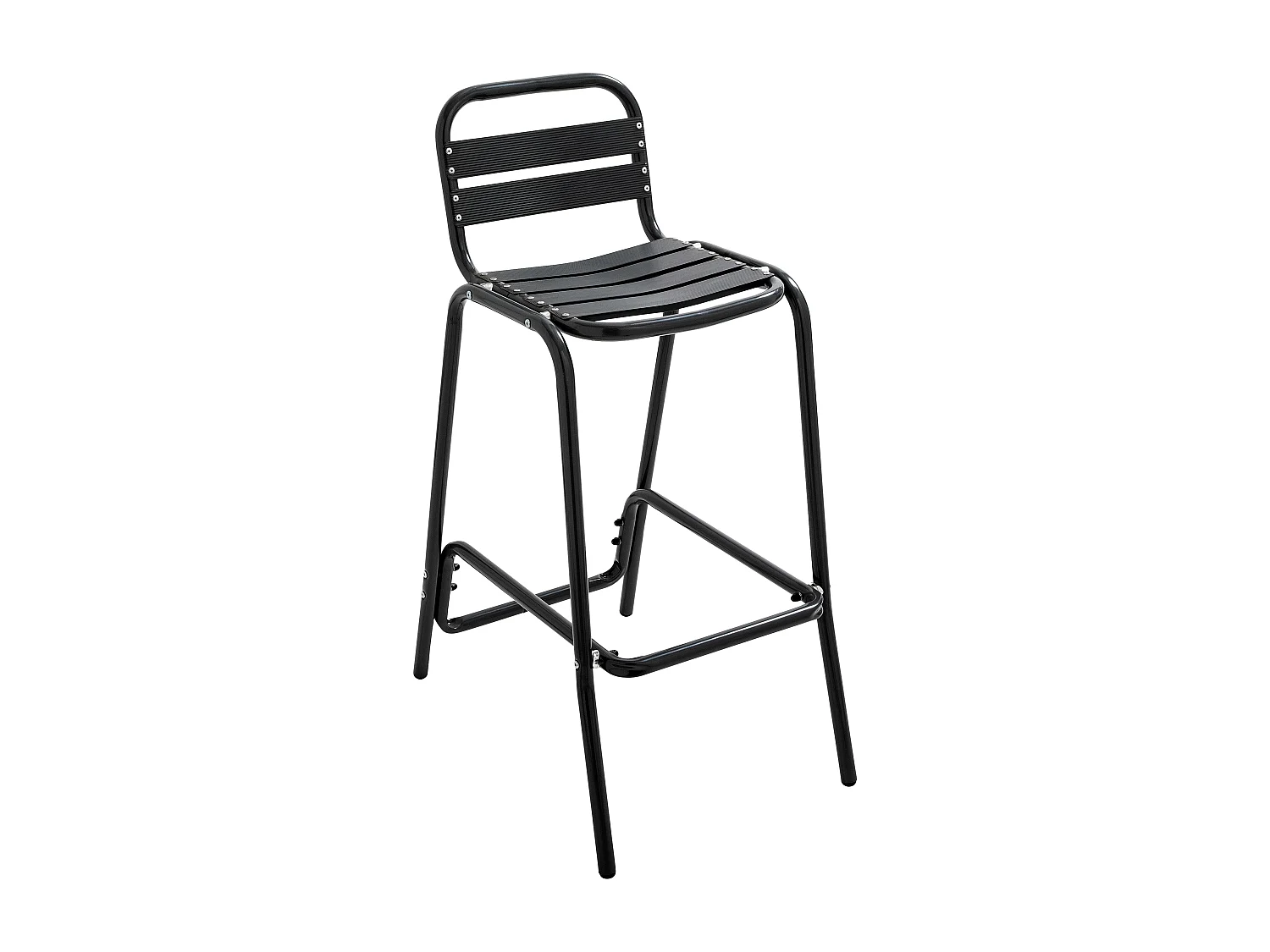 Table de jardin mange-debout et 4 chaises en aluminium gris