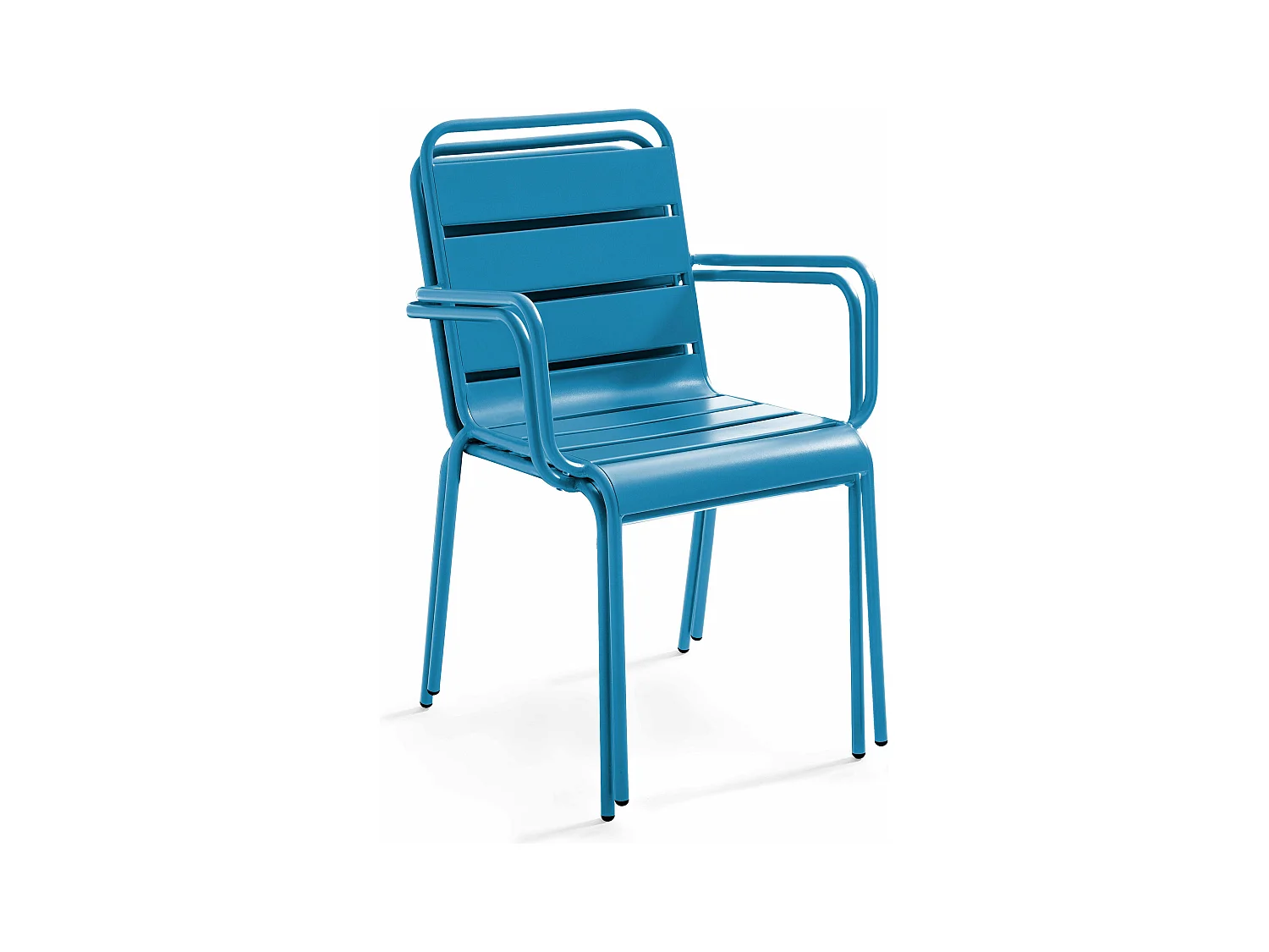 Ensemble table de jardin carrée et 2 fauteuils métal bleu pacific - Palavas