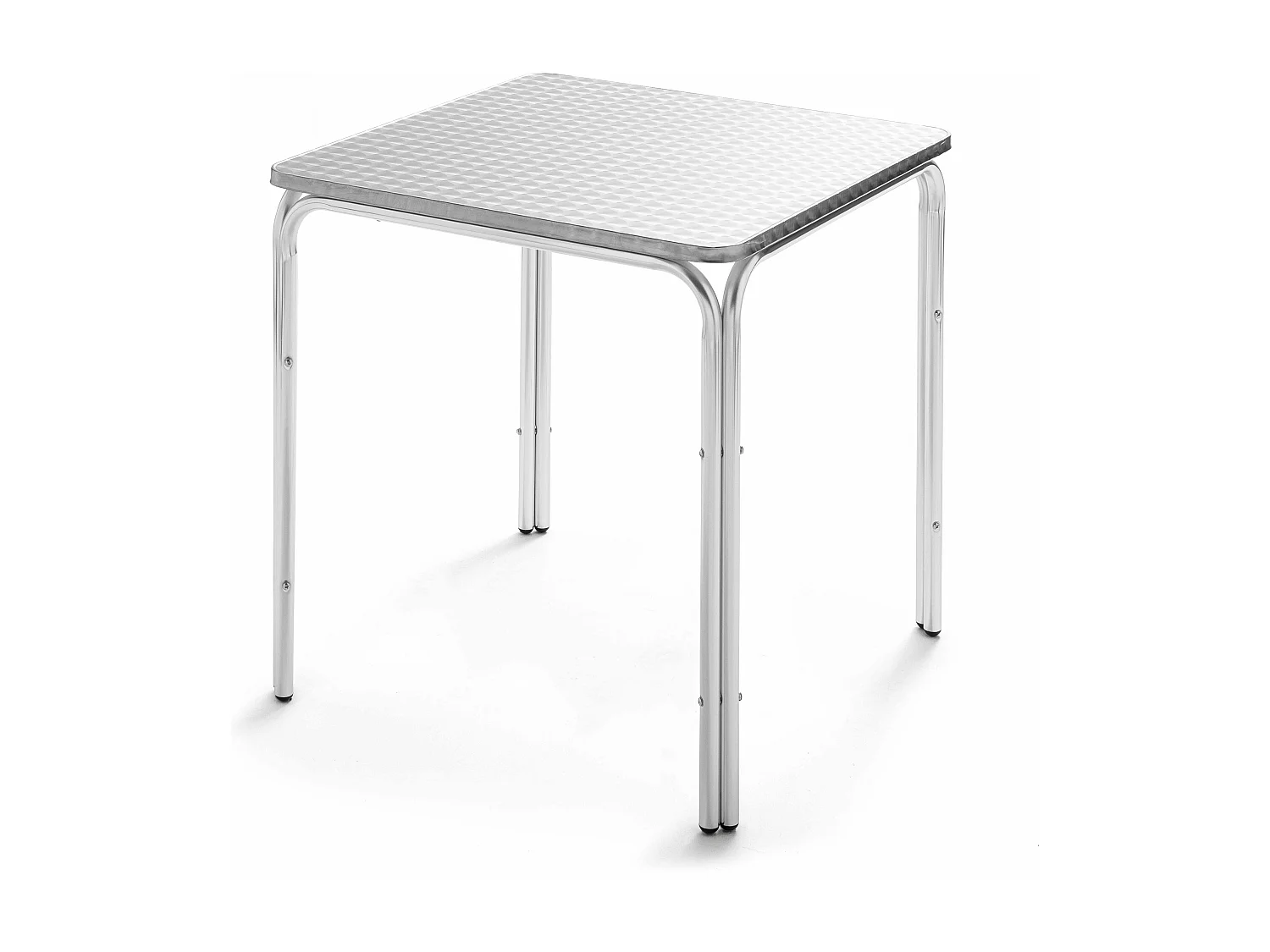 Table de jardin carrée en aluminium et 2 fauteuils