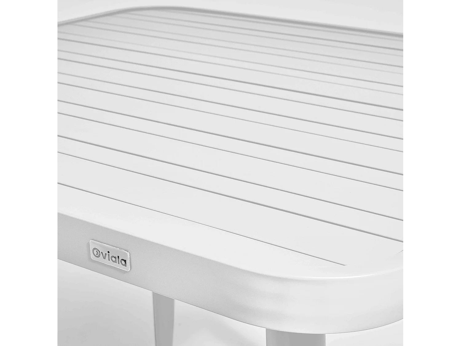 Ensemble table de jardin et 2 fauteuils en aluminium/bois blanc