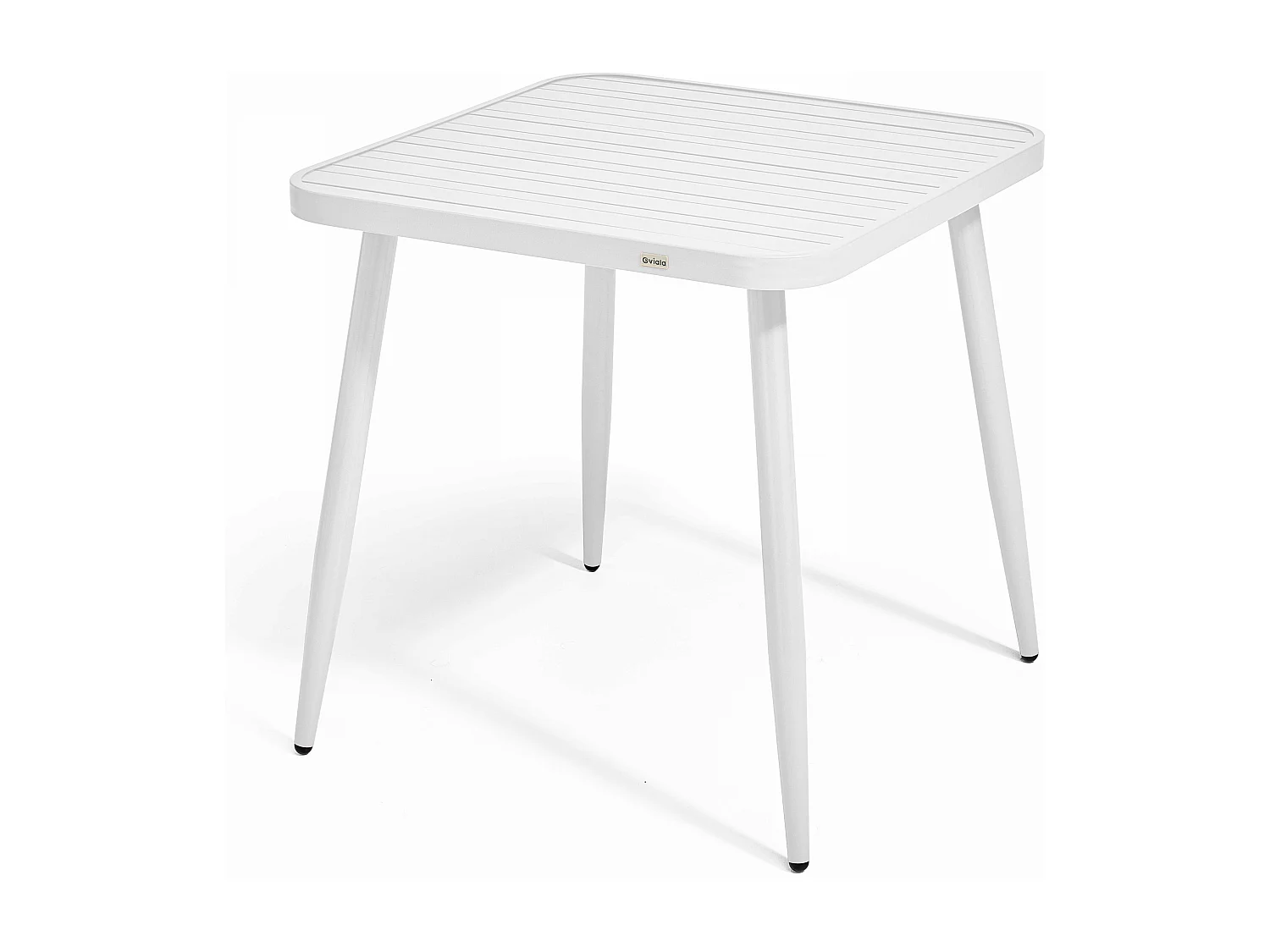 Tuinset met tafel en 2 fauteuils van aluminium/wit hout