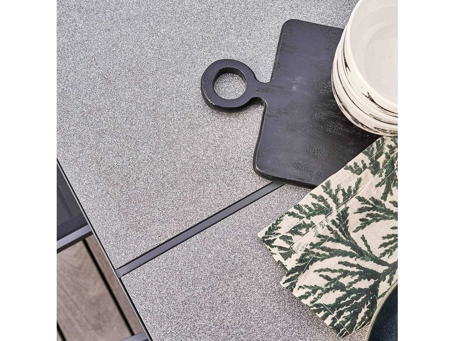 Table et 10 chaises de jardin aluminium céramique gris  - Tivoli