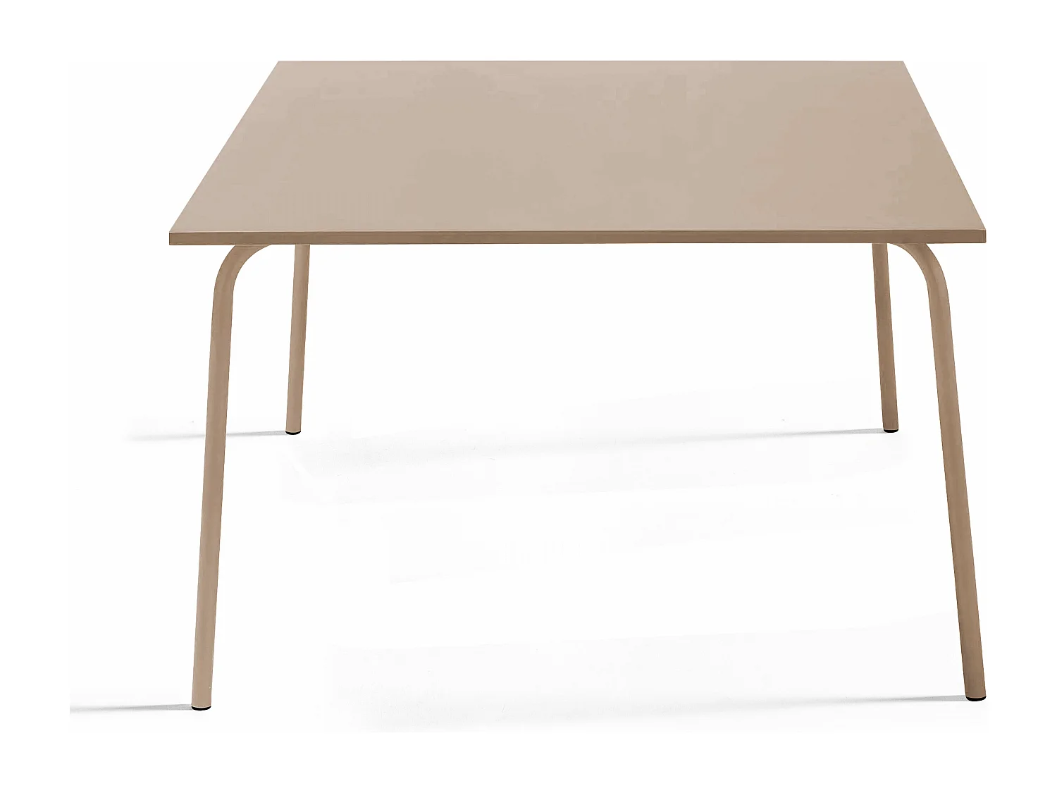 Ensemble table de jardin carrée et 4 bancs en métal taupe  - Palavas