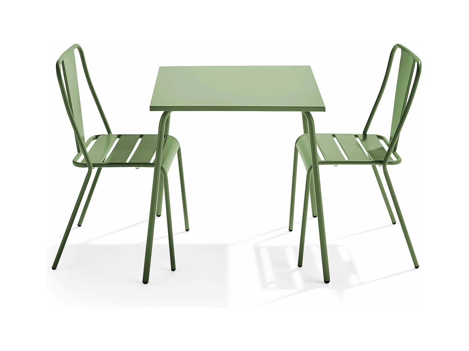 Ensemble table de jardin carrée et 2 chaises bistrot vert cactus - Palavas