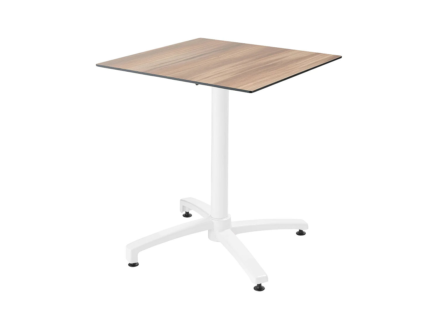 Ensemble table terrasse stratifié chêne foncé et 2 fauteuils gris