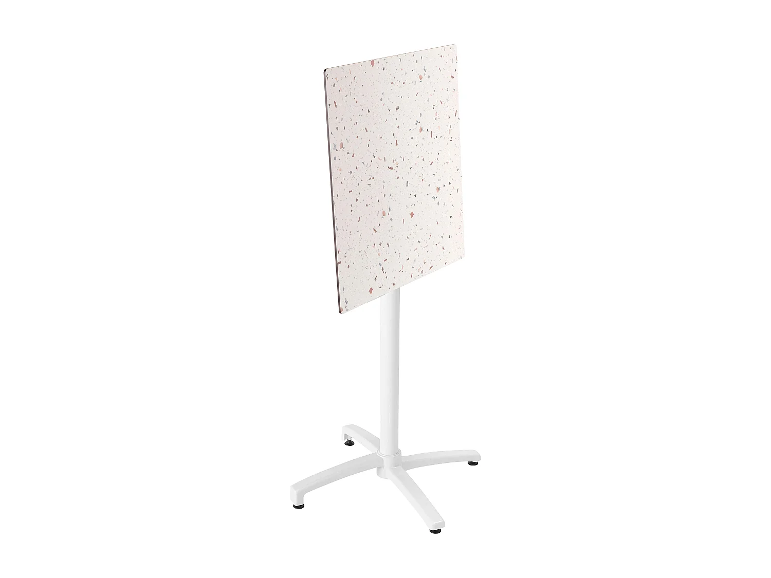 Ensemble table haute stratifié terrazzo et 2 chaises gris
