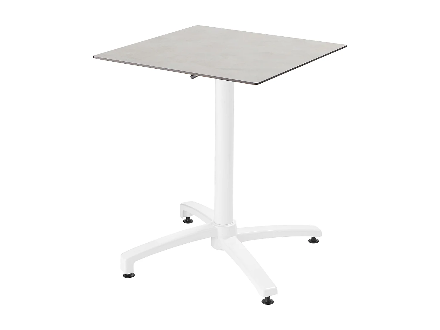 Ensemble table de terrasse stratifié béton et 2 fauteuils blanc