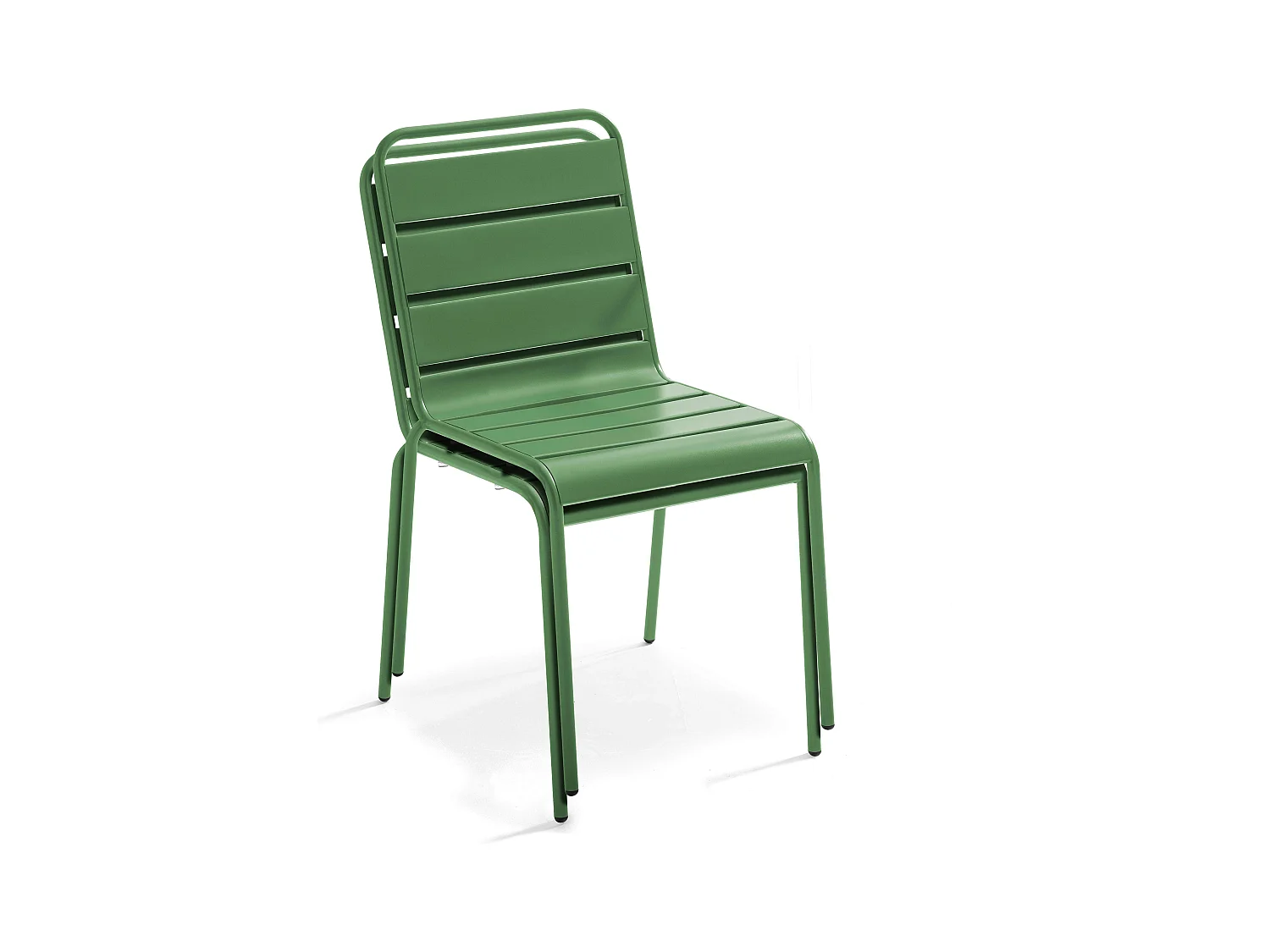 Ensemble table de jardin et 6 chaises en métal vert cactus  - Palavas