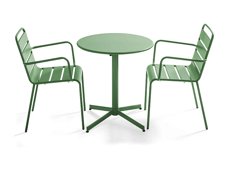 Tuinset met tafel en 2 groene cactus fauteuils