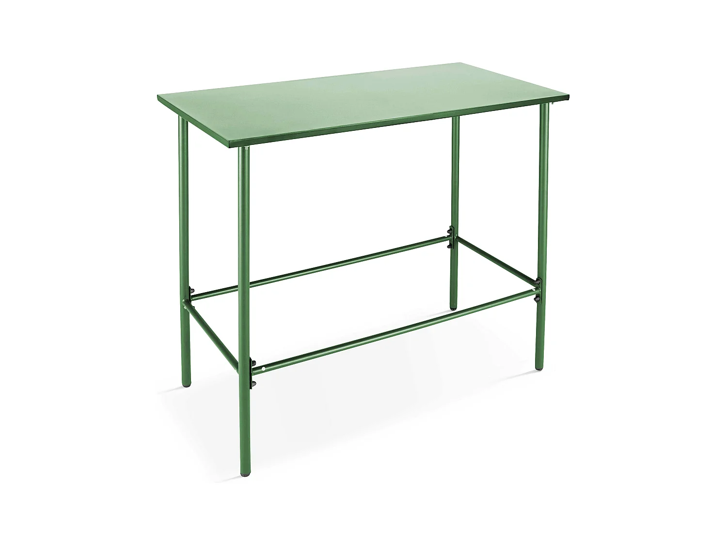 Ensemble table haute de jardin et 6 chaises en métal vert cactus - Palavas