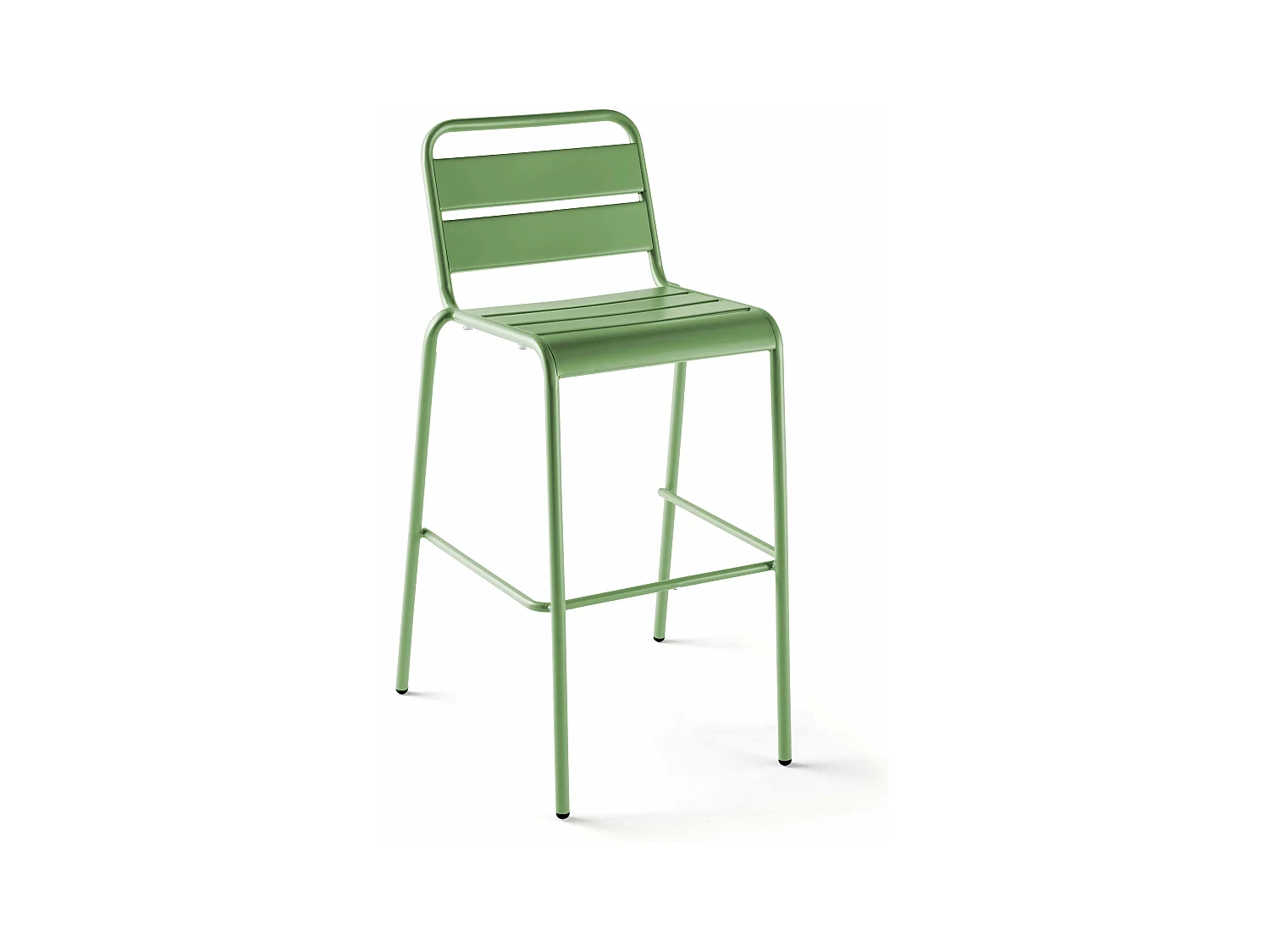 Ensemble table haute de jardin et 6 chaises en métal vert cactus - Palavas