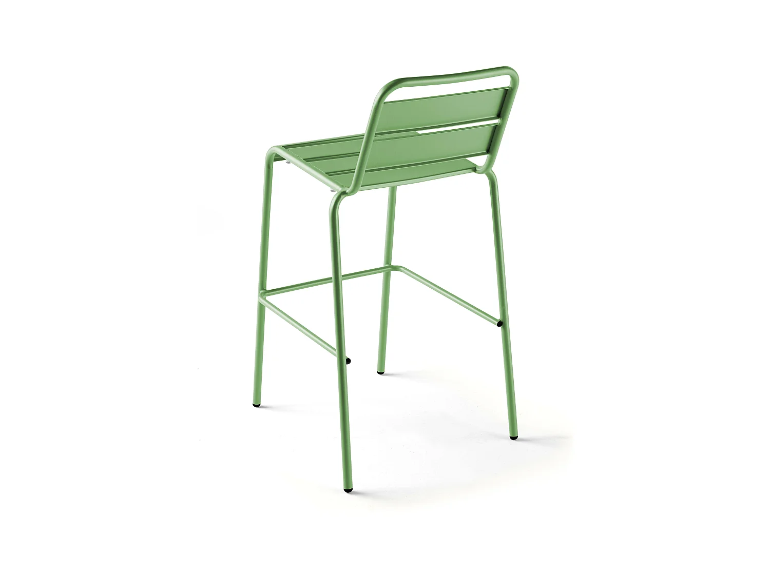 Ensemble table haute de jardin et 6 chaises en métal vert cactus - Palavas