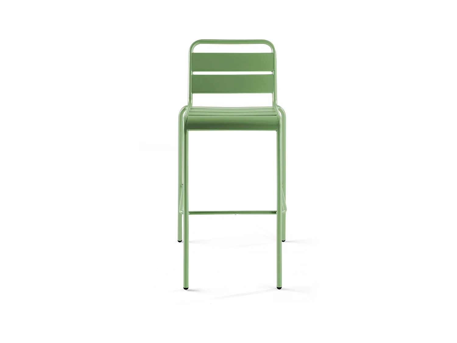 Ensemble table haute de jardin et 6 chaises en métal vert cactus - Palavas