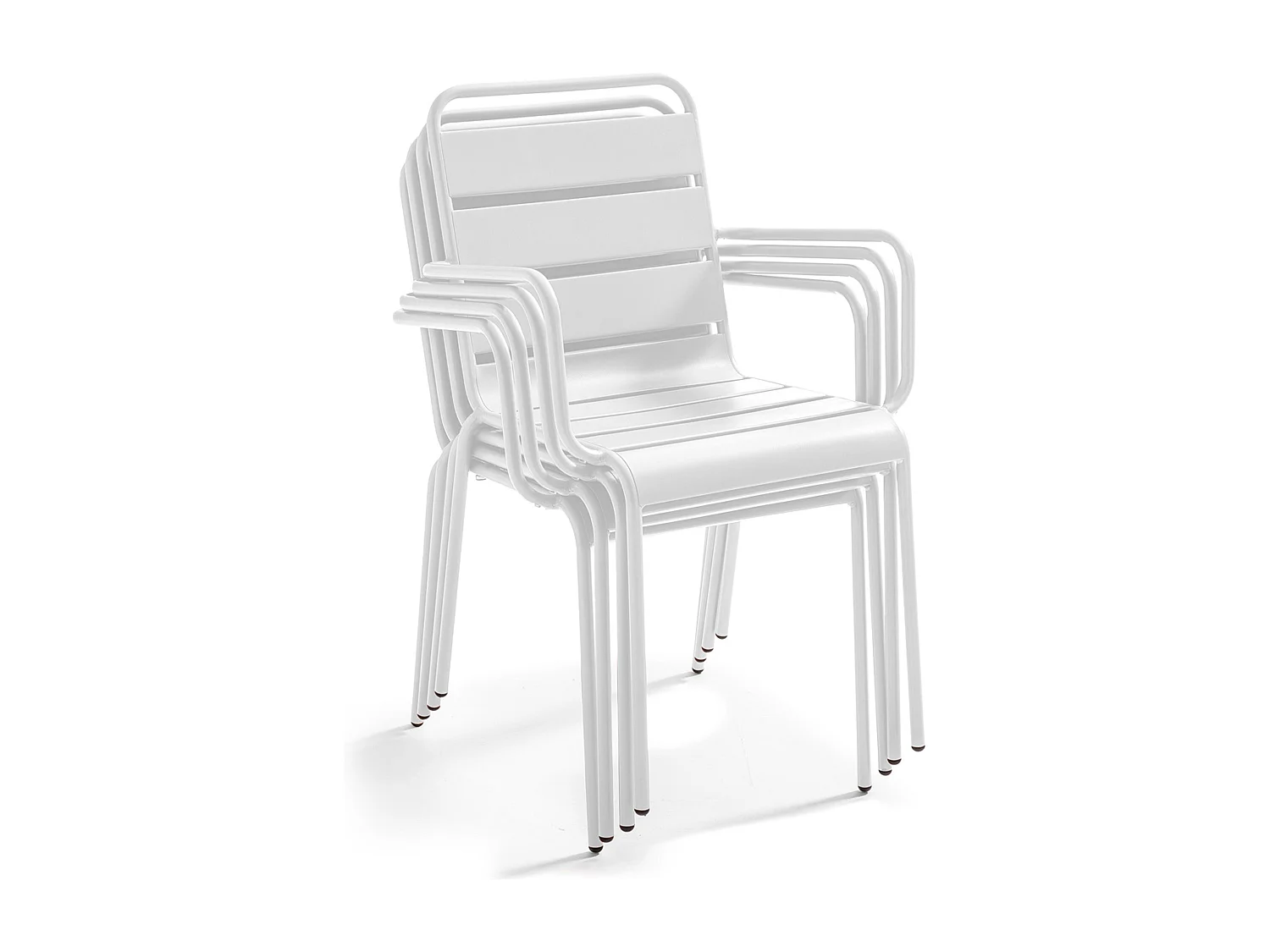 Ensemble table de terrasse stratifié chêne et 2 fauteuils blanc