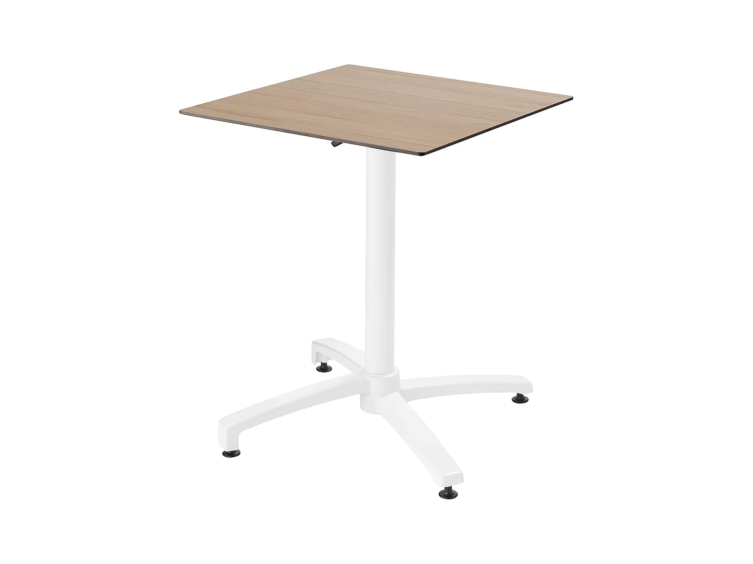 Ensemble table de terrasse stratifié chêne clair et 2 fauteuils blanc