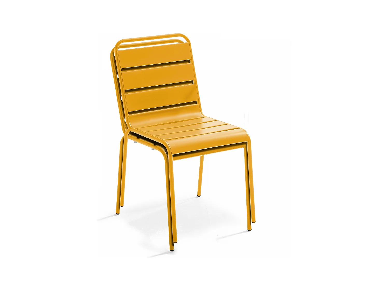Ensemble table de jardin carrée et 2 chaises acier jaune - Palavas