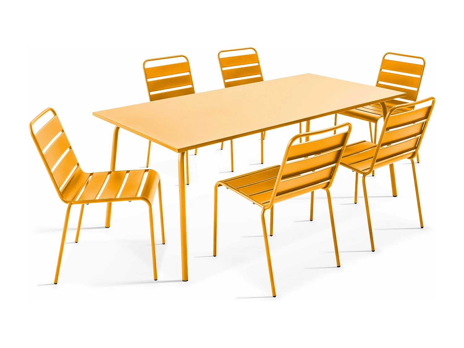Ensemble table de jardin et 6 chaises en métal jaune - Palavas