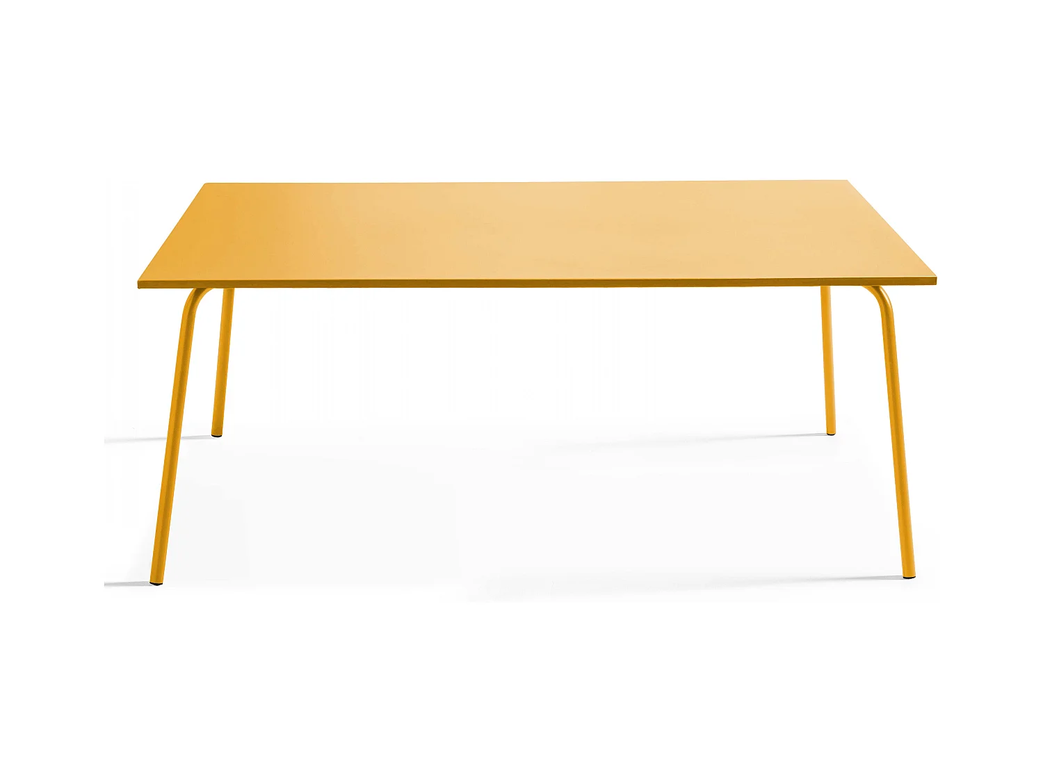 Conjunto mesa de jardín y 6 sillas de metal amarillo