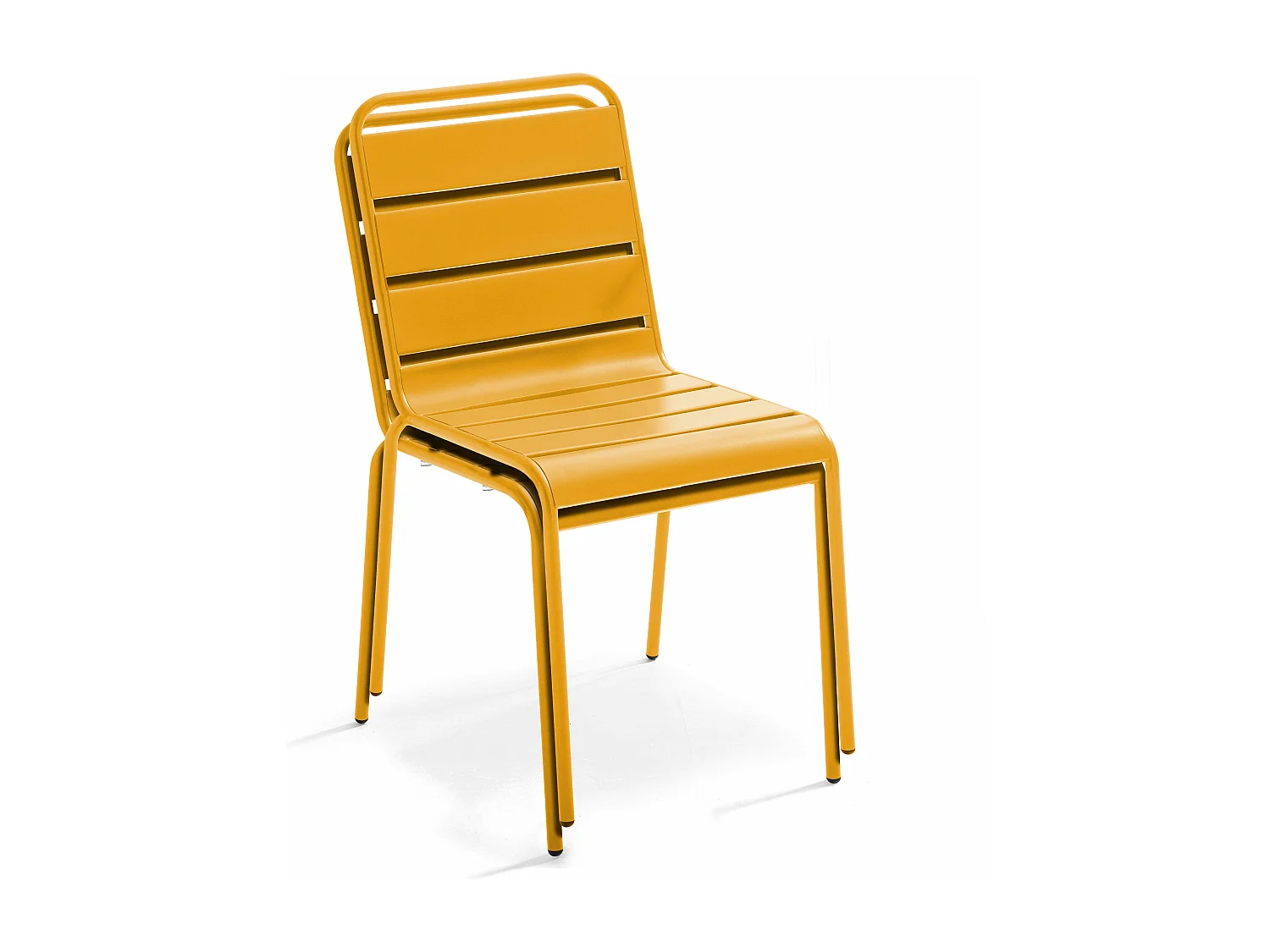 Ensemble table de jardin et 6 chaises en métal jaune - Palavas
