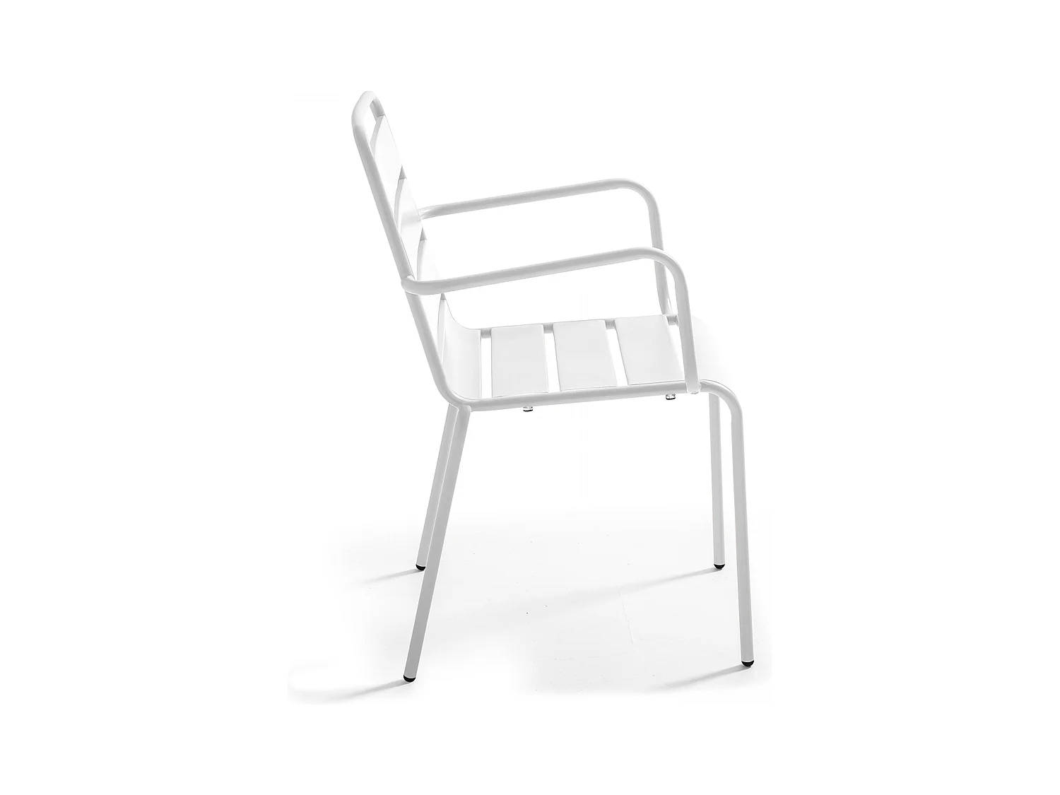 Ensemble table de jardin et 6 fauteuils en métal blanc - Palavas