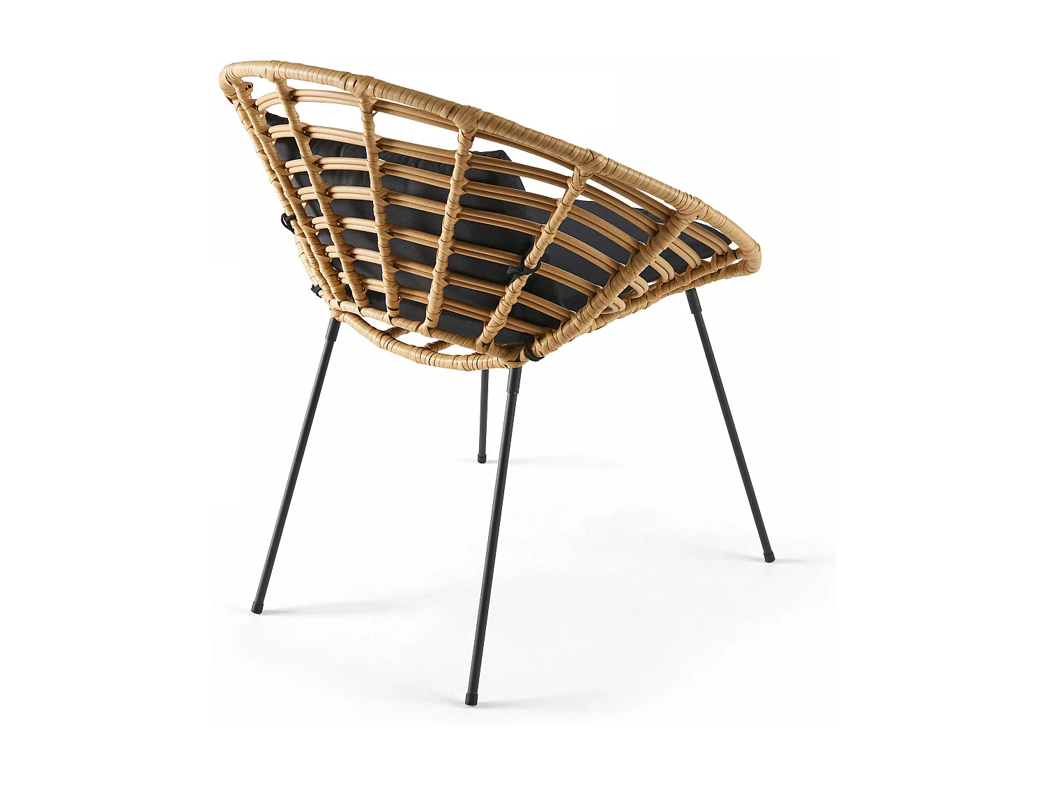 Lot de 2 fauteuils de jardin rond en résine tressée