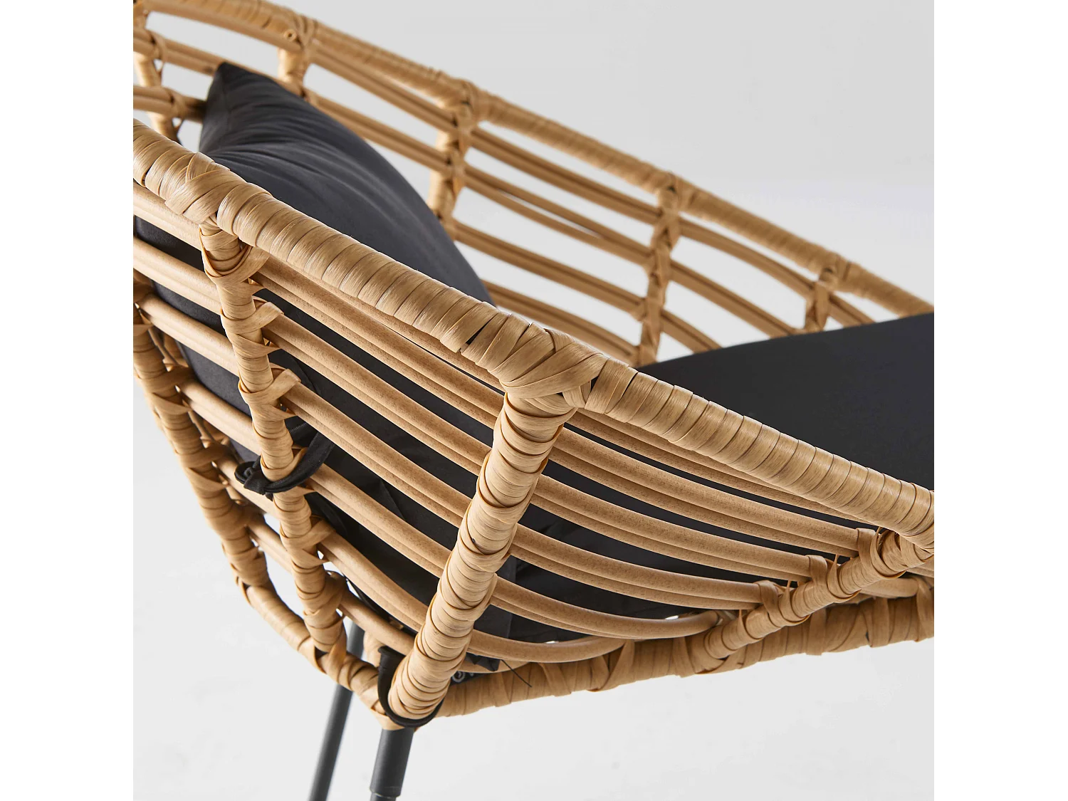 Lot de 2 fauteuils de jardin rond en résine tressée