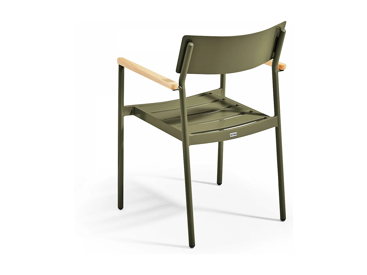 Fauteuil de jardin en aluminium et bois vert kaki