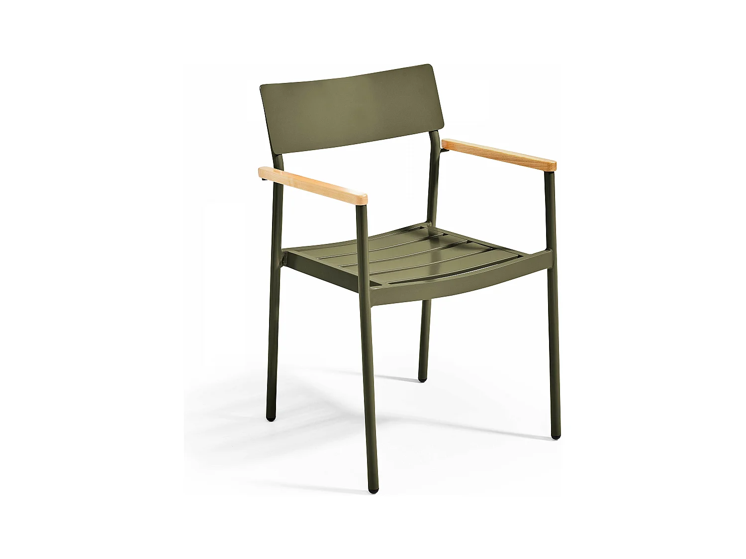 Fauteuil de jardin en aluminium et bois vert kaki