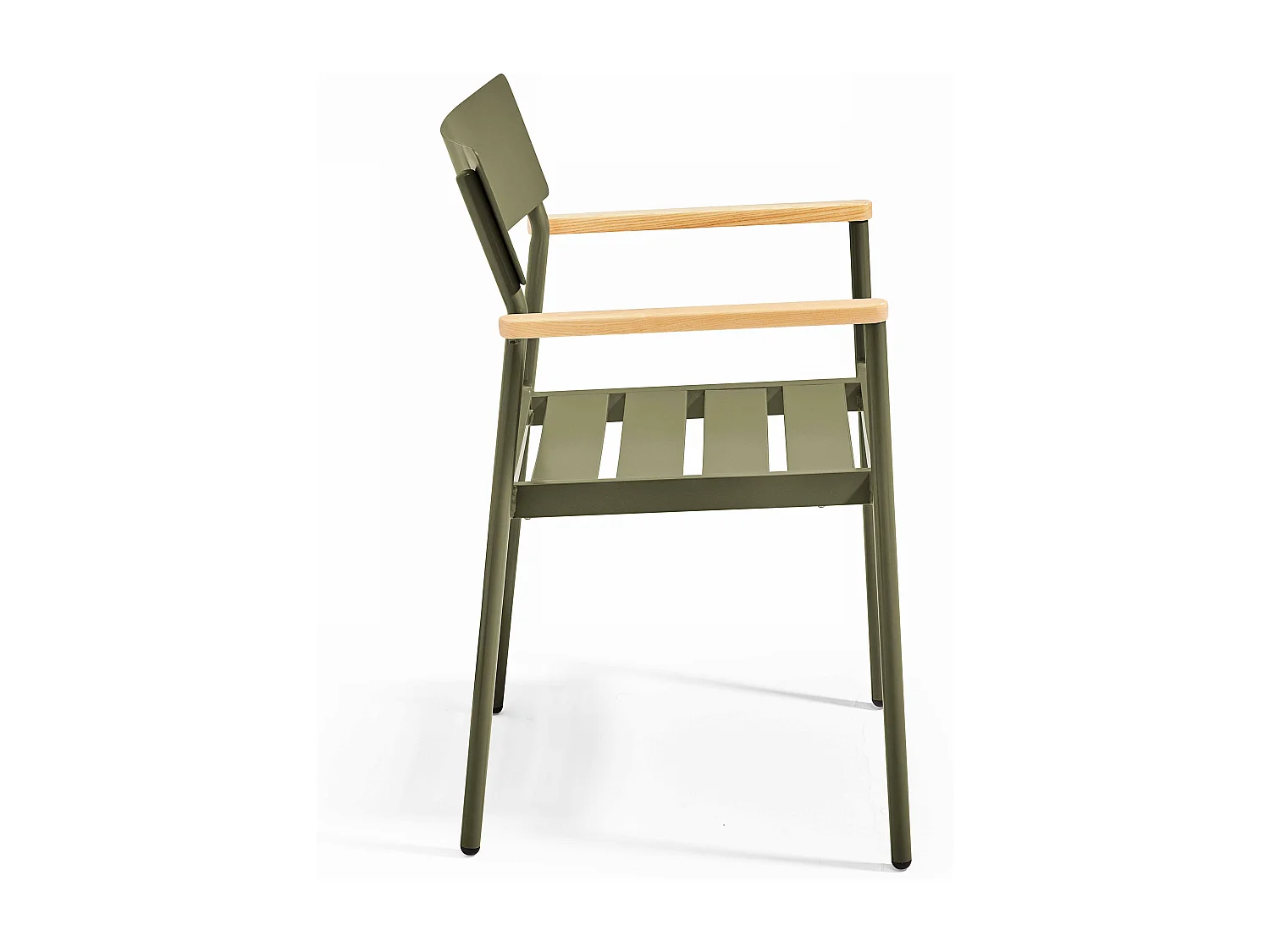 Fauteuil de jardin en aluminium et bois vert kaki