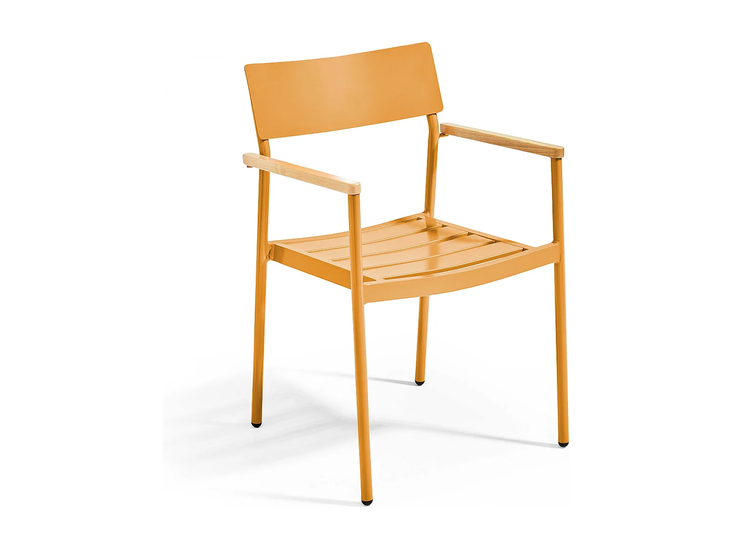 Fauteuil de jardin en aluminium et bois jaune moutarde